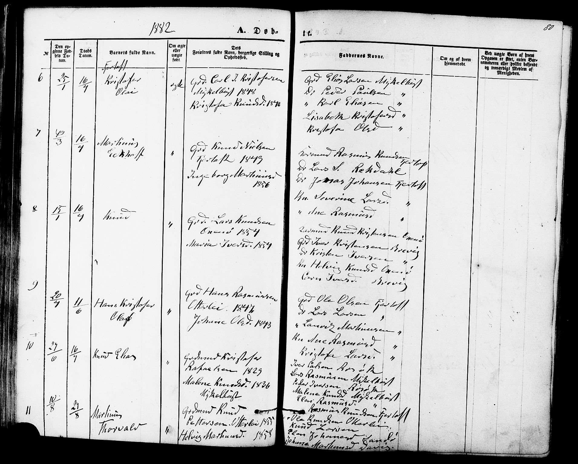 Ministerialprotokoller, klokkerbøker og fødselsregistre - Møre og Romsdal, AV/SAT-A-1454/536/L0500: Parish register (official) no. 536A09, 1876-1889, p. 80