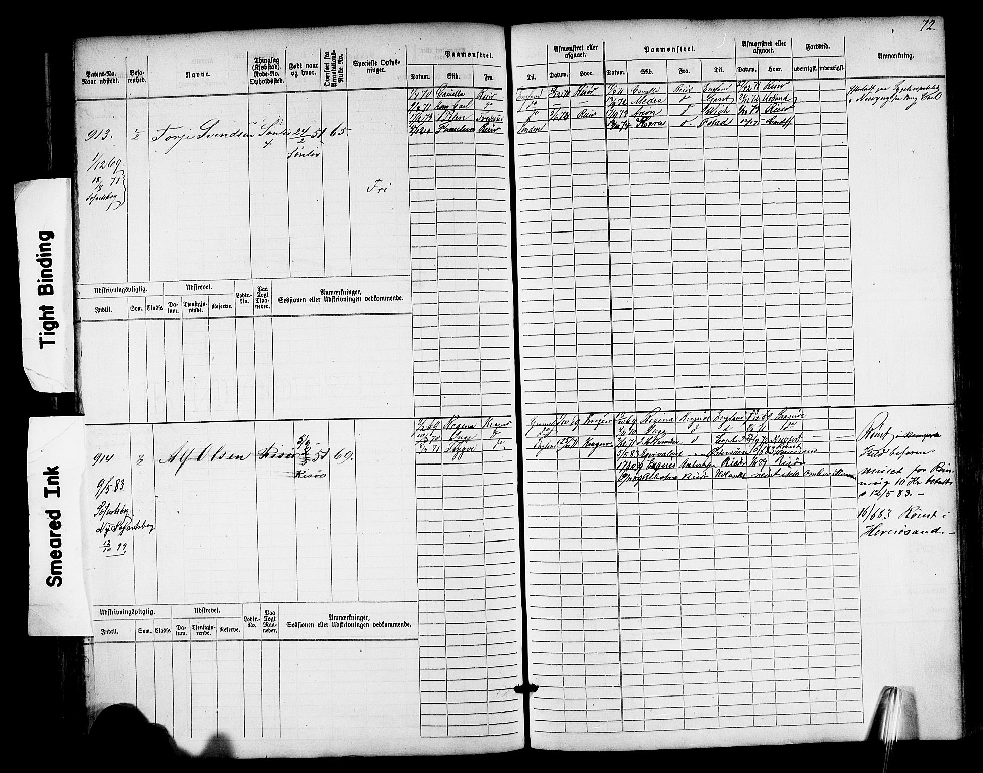 Risør mønstringskrets, AV/SAK-2031-0010/F/Fb/L0011: Hovedrulle nr 771-1527, T-10, 1861-1884, p. 74