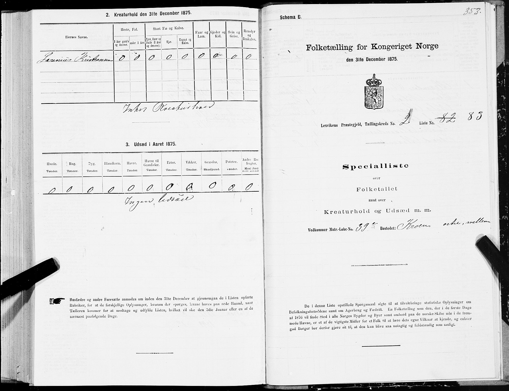 SAT, 1875 census for 1718P Leksvik, 1875, p. 1353