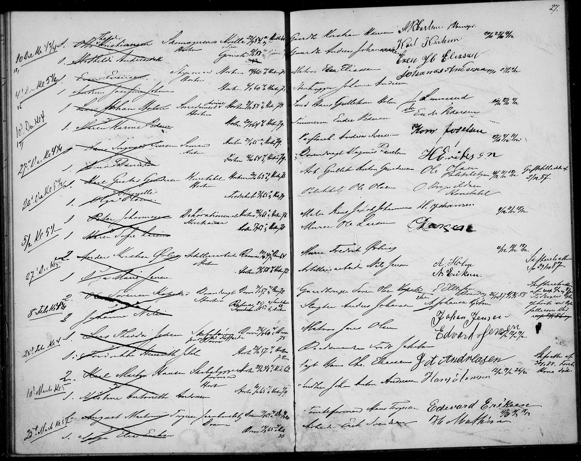 Horten kirkebøker, AV/SAKO-A-348/H/Ha/L0002: Banns register no. 2, 1881-1891, p. 27