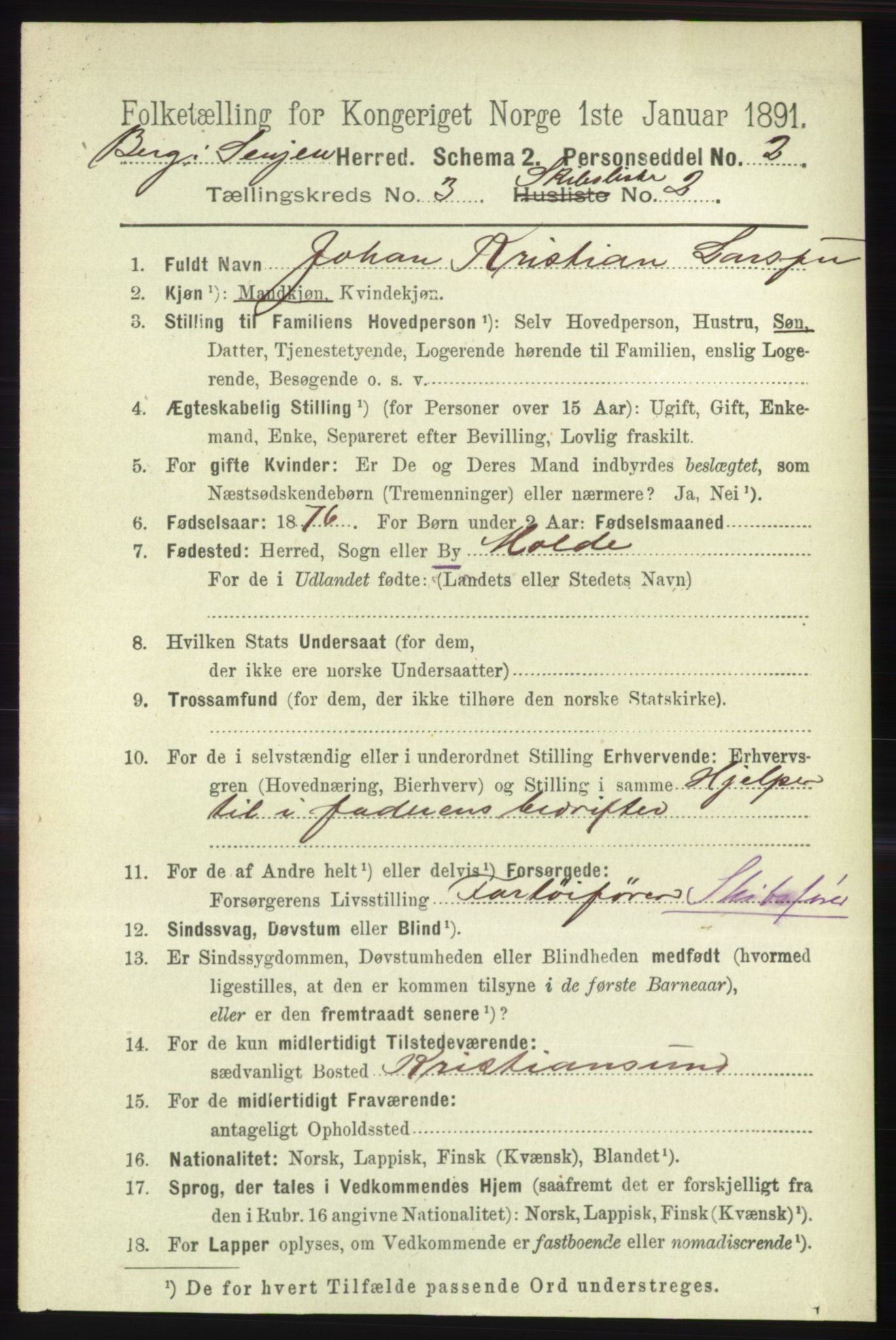 RA, 1891 census for 1929 Berg, 1891, p. 1535