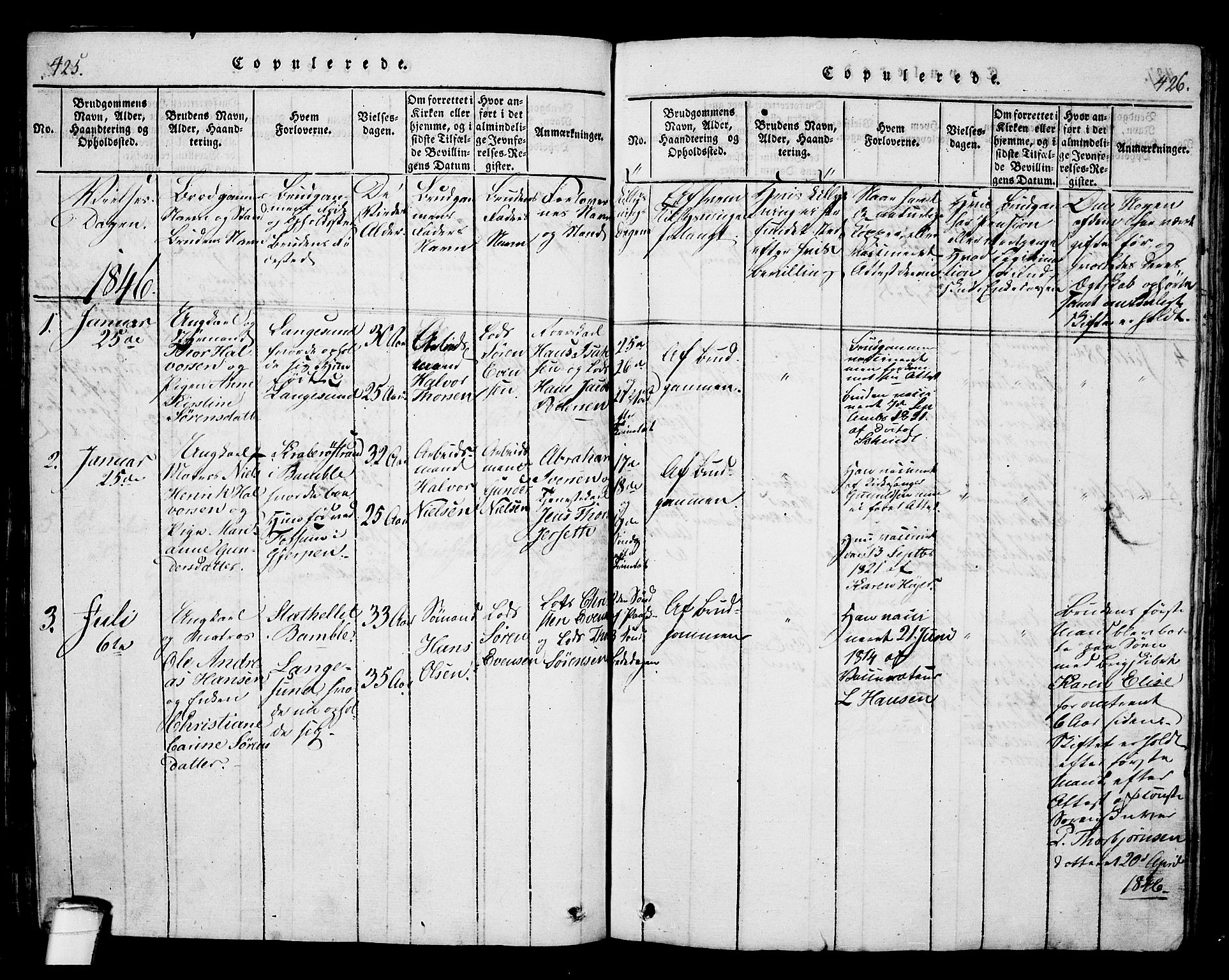 Langesund kirkebøker, AV/SAKO-A-280/G/Ga/L0003: Parish register (copy) no. 3, 1815-1858, p. 425-426