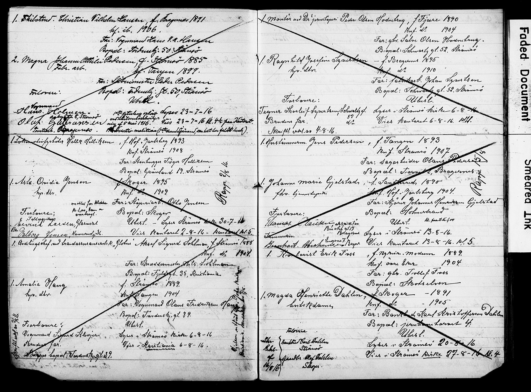 Strømsø kirkebøker, AV/SAKO-A-246/H/Ha/L0014: Banns register no. 14, 1911-1920