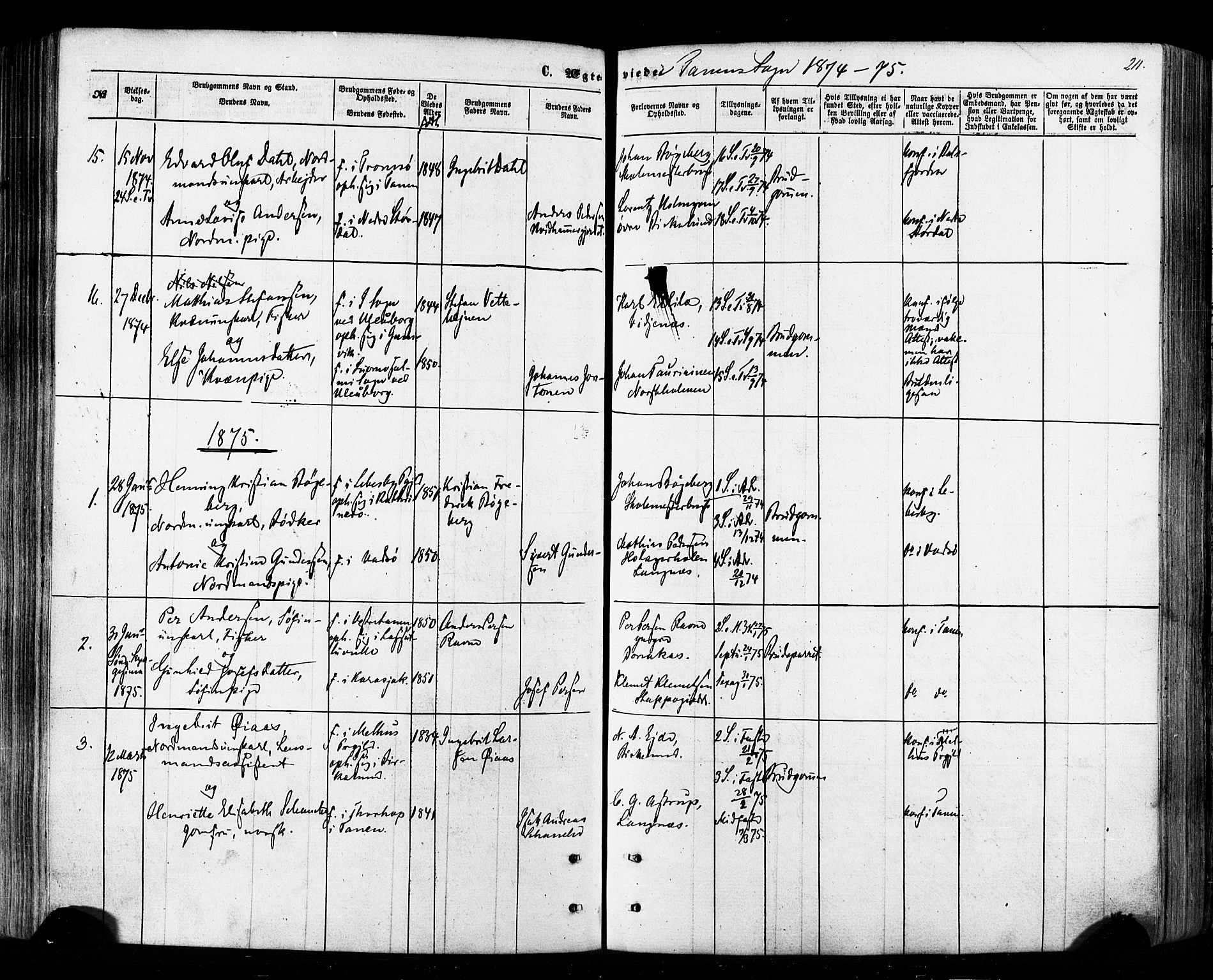 Tana sokneprestkontor, SATØ/S-1334/H/Ha/L0002kirke: Parish register (official) no. 2 /1, 1861-1877, p. 211