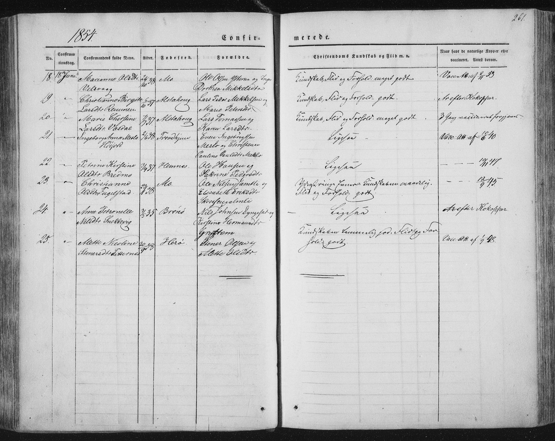 Ministerialprotokoller, klokkerbøker og fødselsregistre - Nordland, AV/SAT-A-1459/838/L0549: Parish register (official) no. 838A07, 1840-1854, p. 261