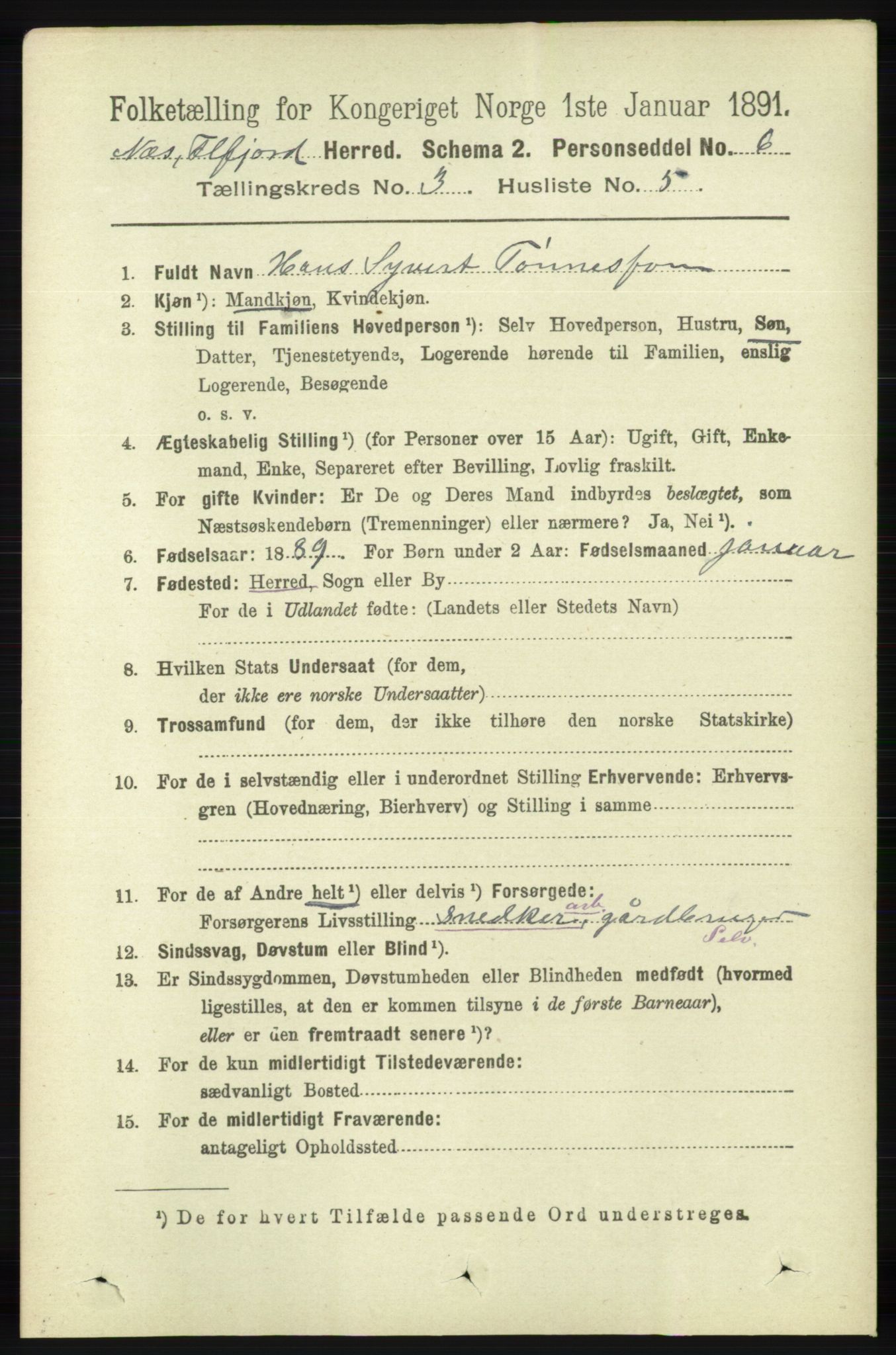 RA, 1891 census for 1043 Hidra og Nes, 1891, p. 948