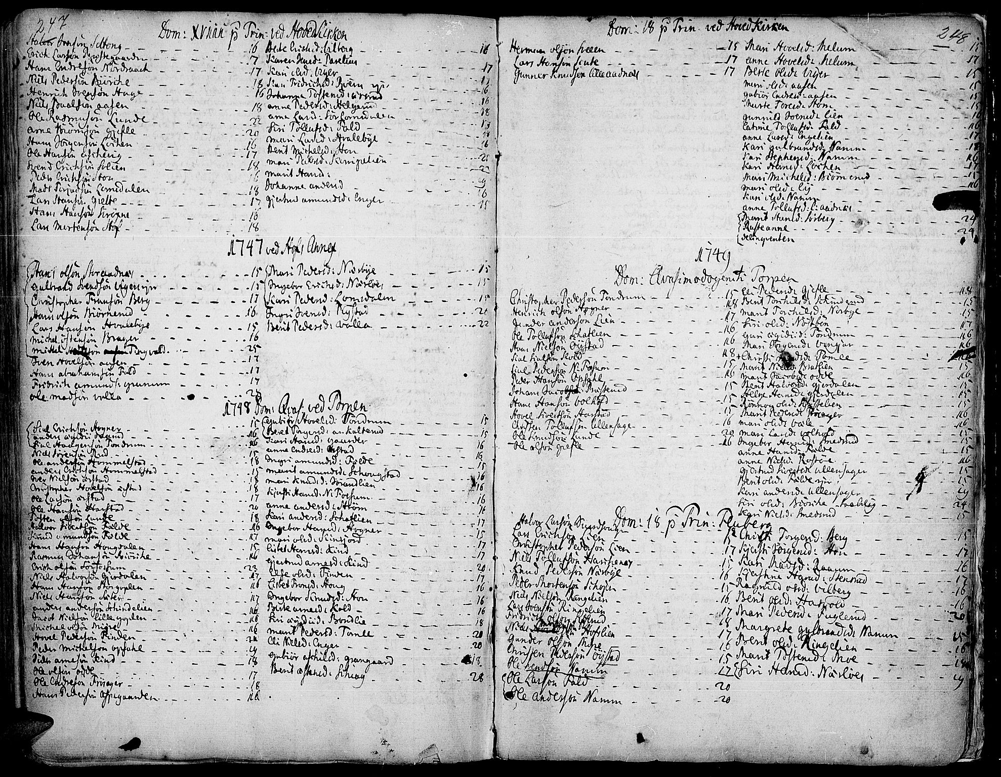 Land prestekontor, AV/SAH-PREST-120/H/Ha/Haa/L0002: Parish register (official) no. 2, 1733-1764, p. 247-248