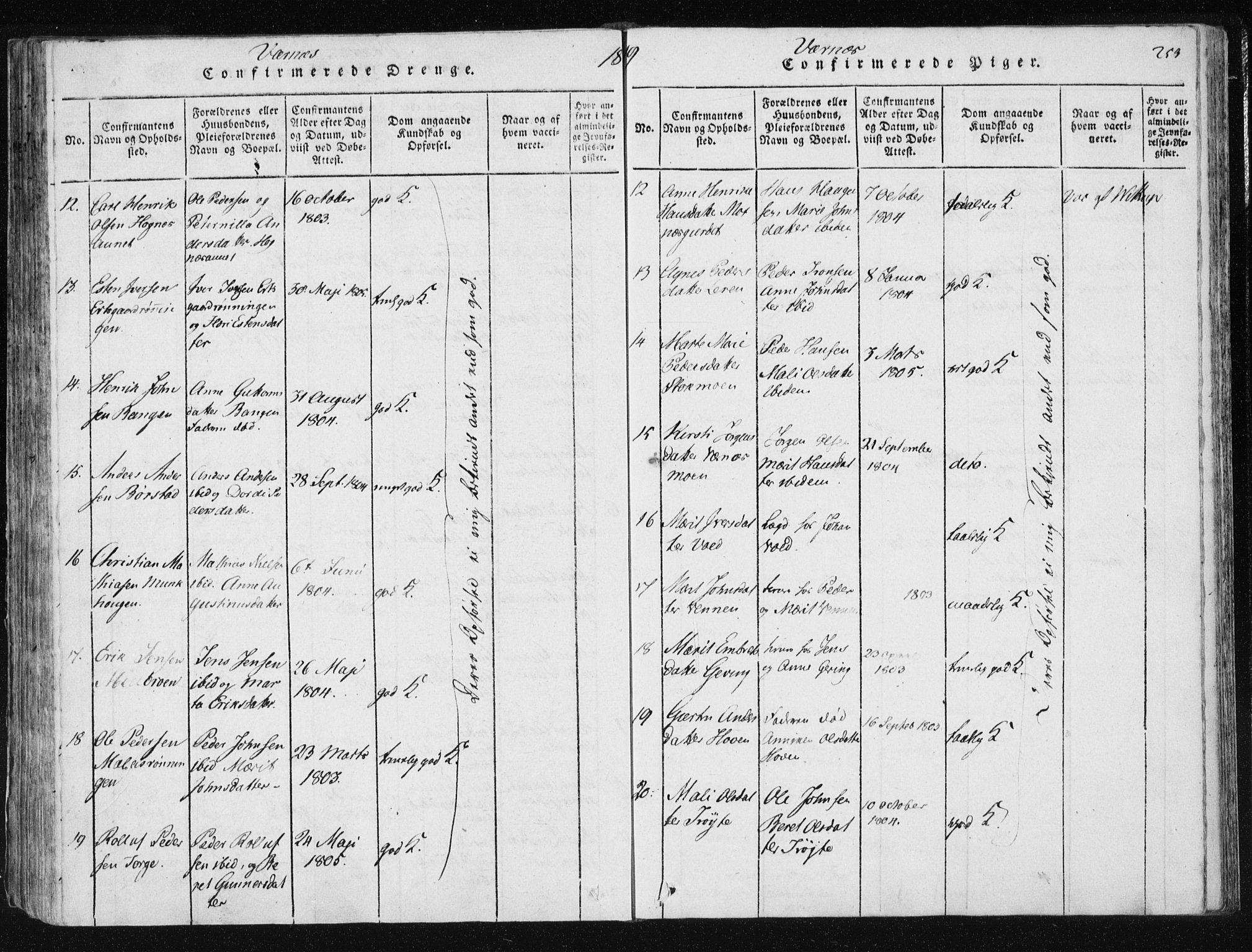 Ministerialprotokoller, klokkerbøker og fødselsregistre - Nord-Trøndelag, AV/SAT-A-1458/709/L0061: Parish register (official) no. 709A08 /1, 1815-1819, p. 253