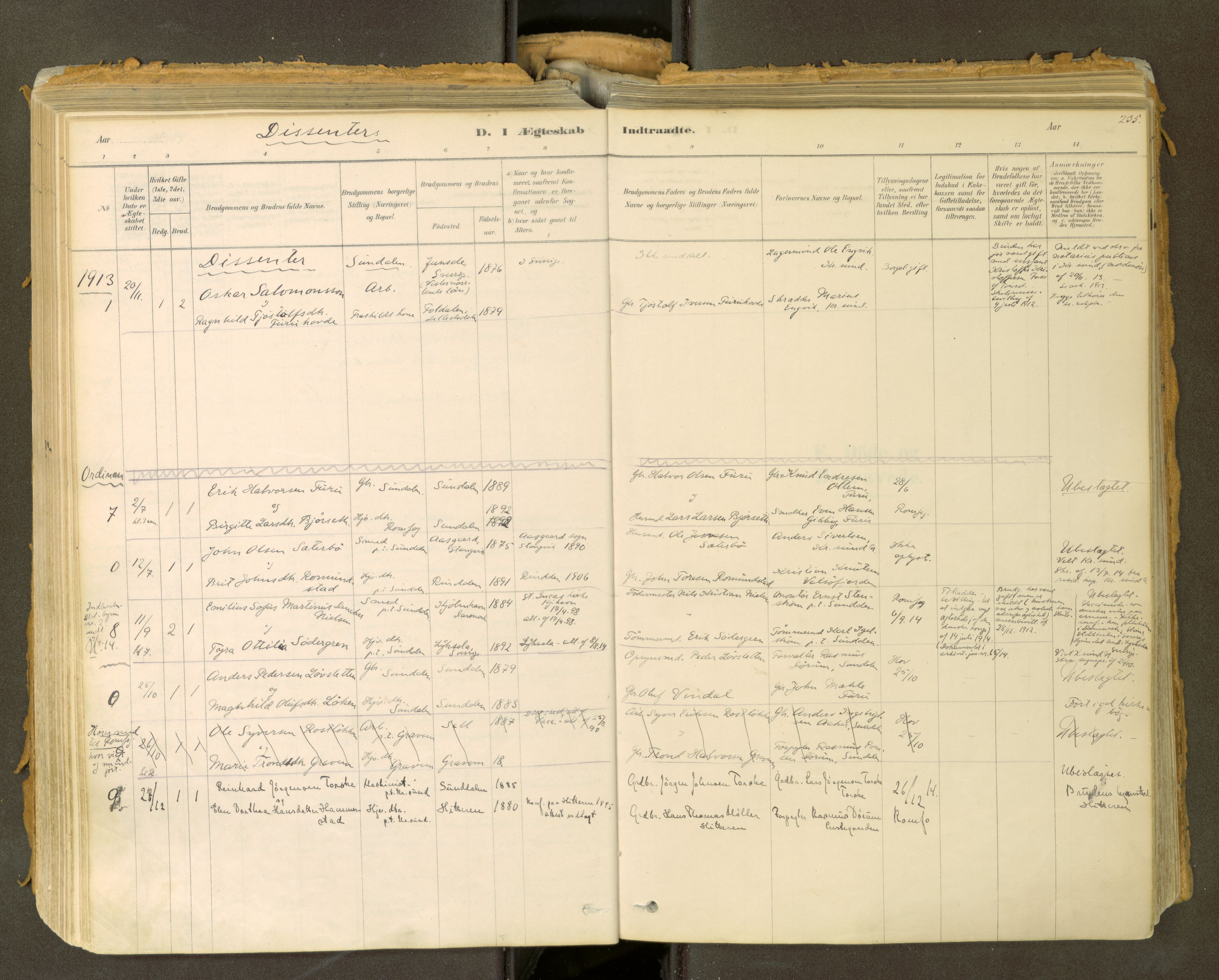 Sunndal sokneprestkontor, SAT/A-1085/1/I/I1/I1a: Parish register (official) no. 2, 1877-1914, p. 235