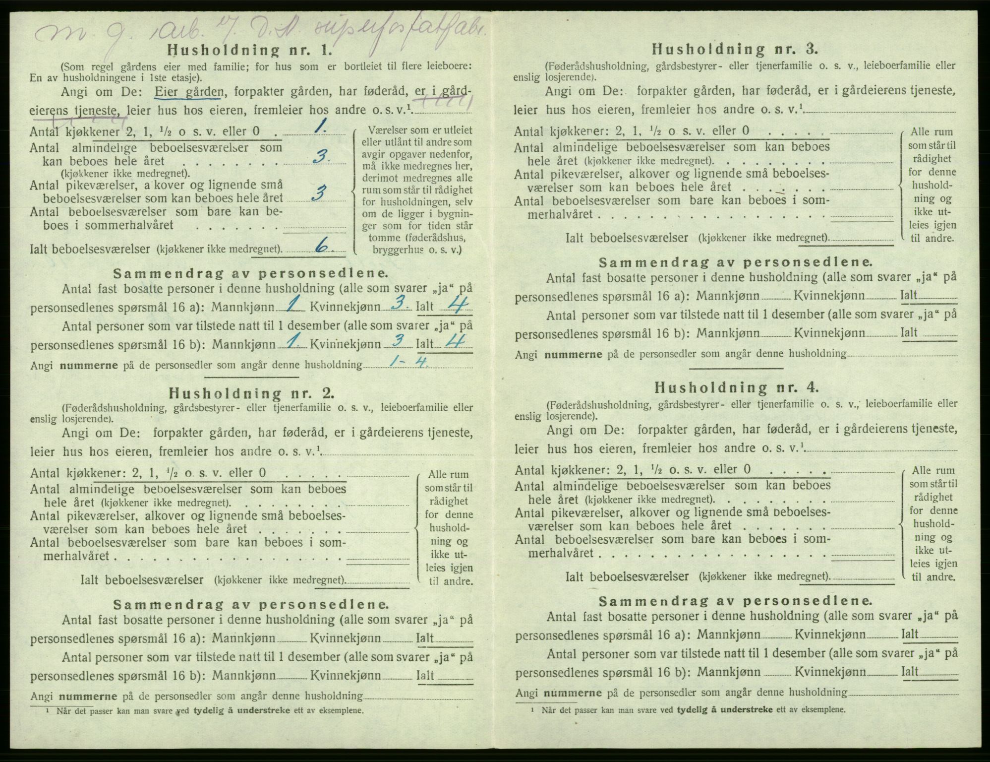 SAB, 1920 census for Fjell, 1920, p. 1091