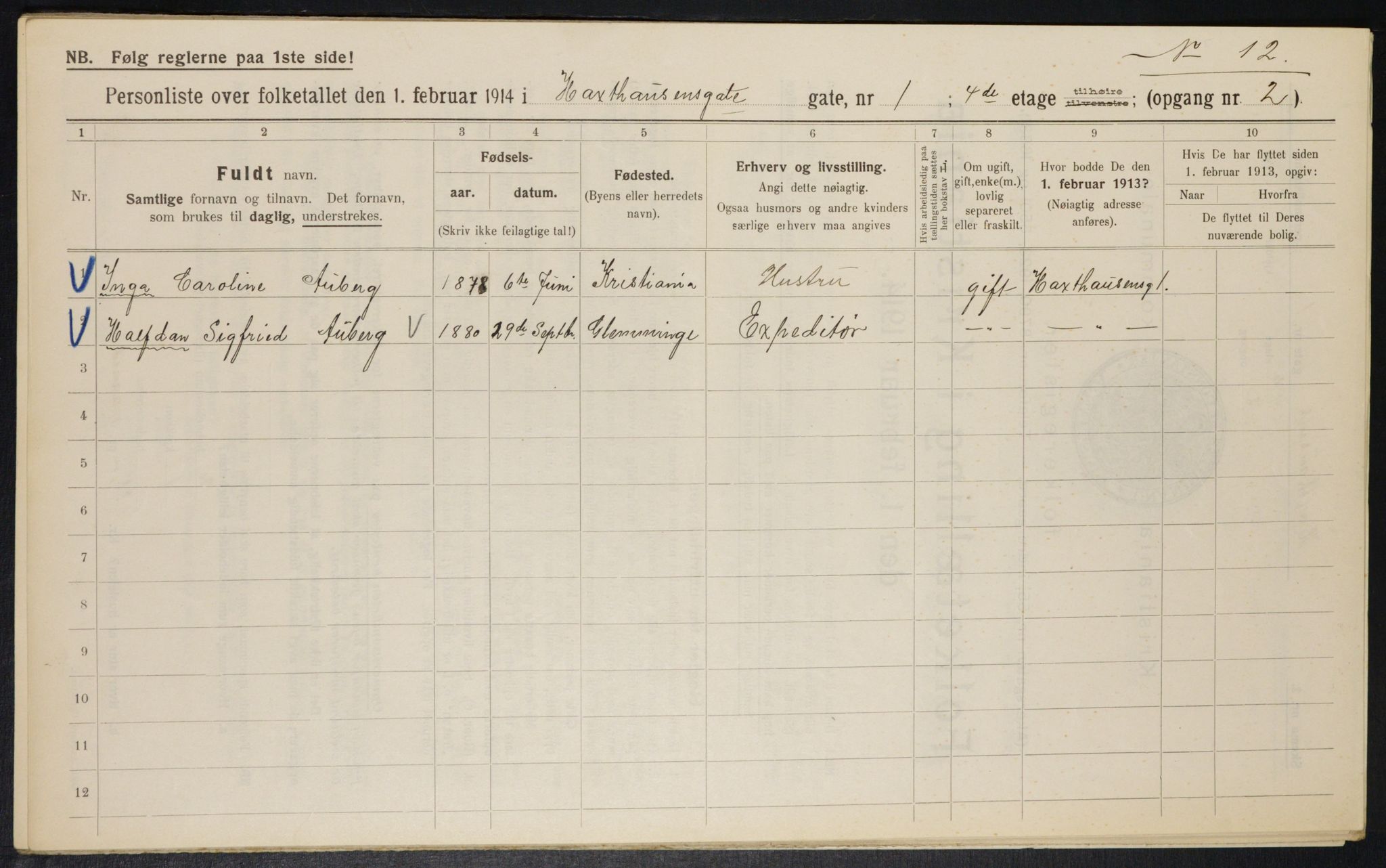 OBA, Municipal Census 1914 for Kristiania, 1914, p. 35566