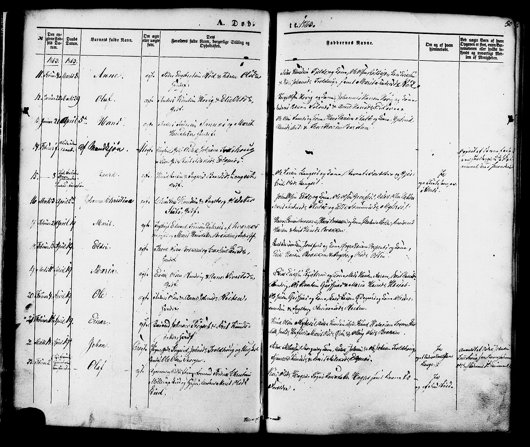 Ministerialprotokoller, klokkerbøker og fødselsregistre - Møre og Romsdal, SAT/A-1454/551/L0625: Parish register (official) no. 551A05, 1846-1879, p. 50