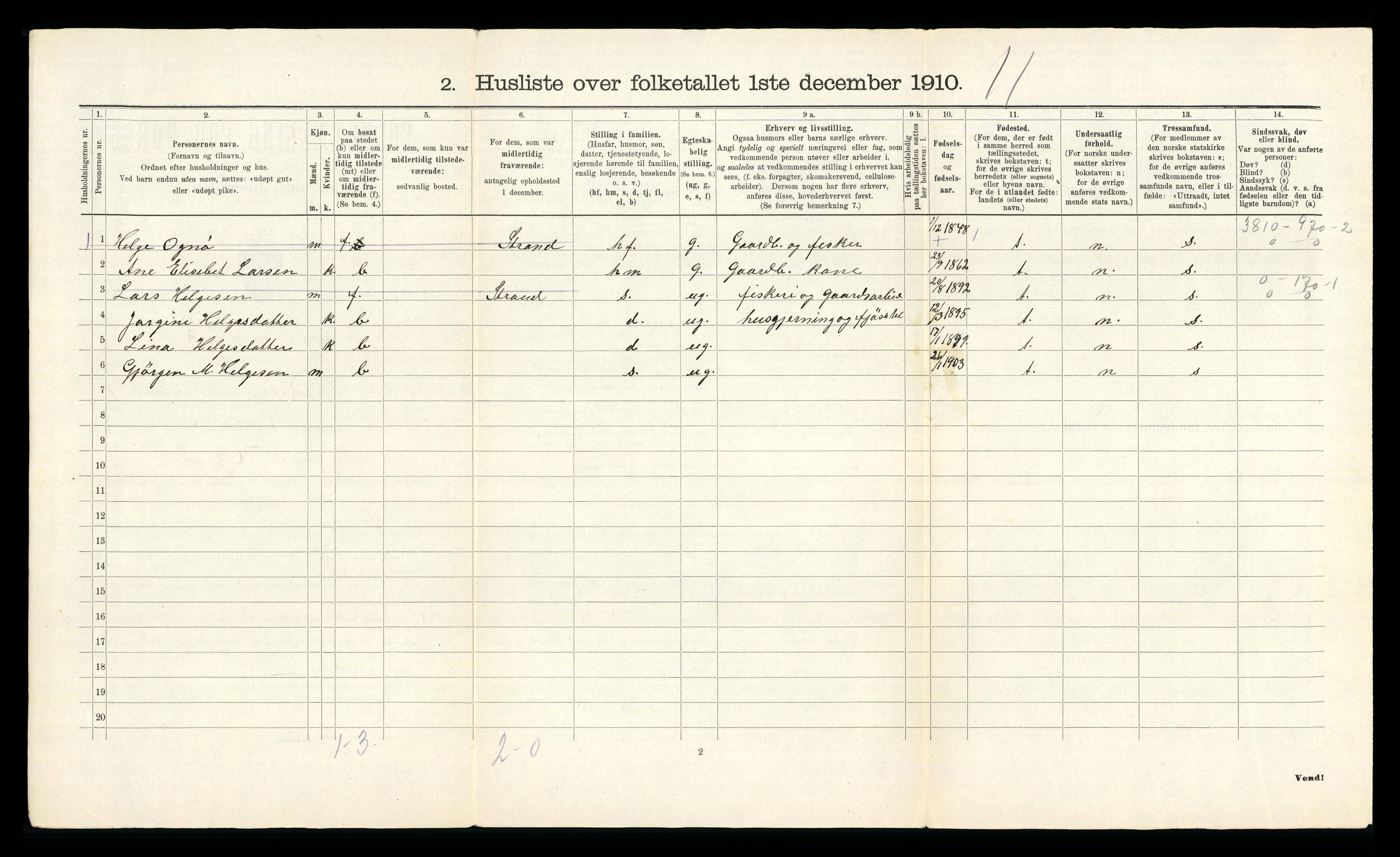 RA, 1910 census for Bokn, 1910, p. 23