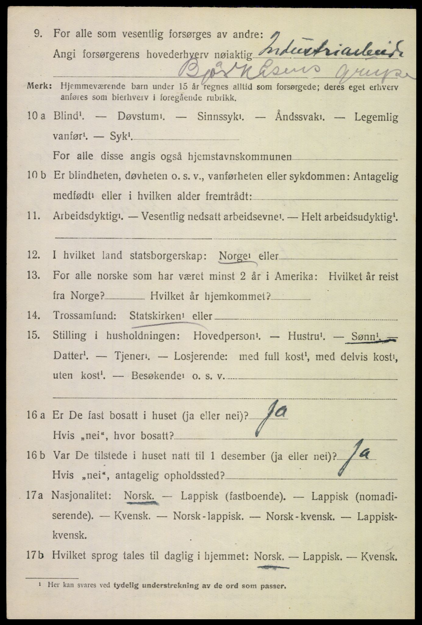 SAT, 1920 census for Evenes, 1920, p. 13179