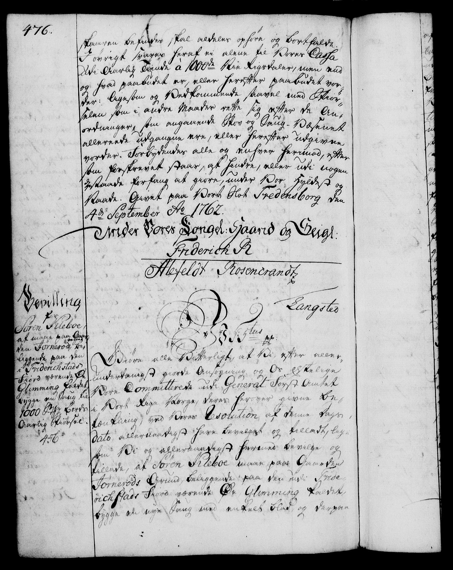 Rentekammeret, Kammerkanselliet, AV/RA-EA-3111/G/Gg/Gga/L0007: Norsk ekspedisjonsprotokoll med register (merket RK 53.7), 1759-1768, p. 476