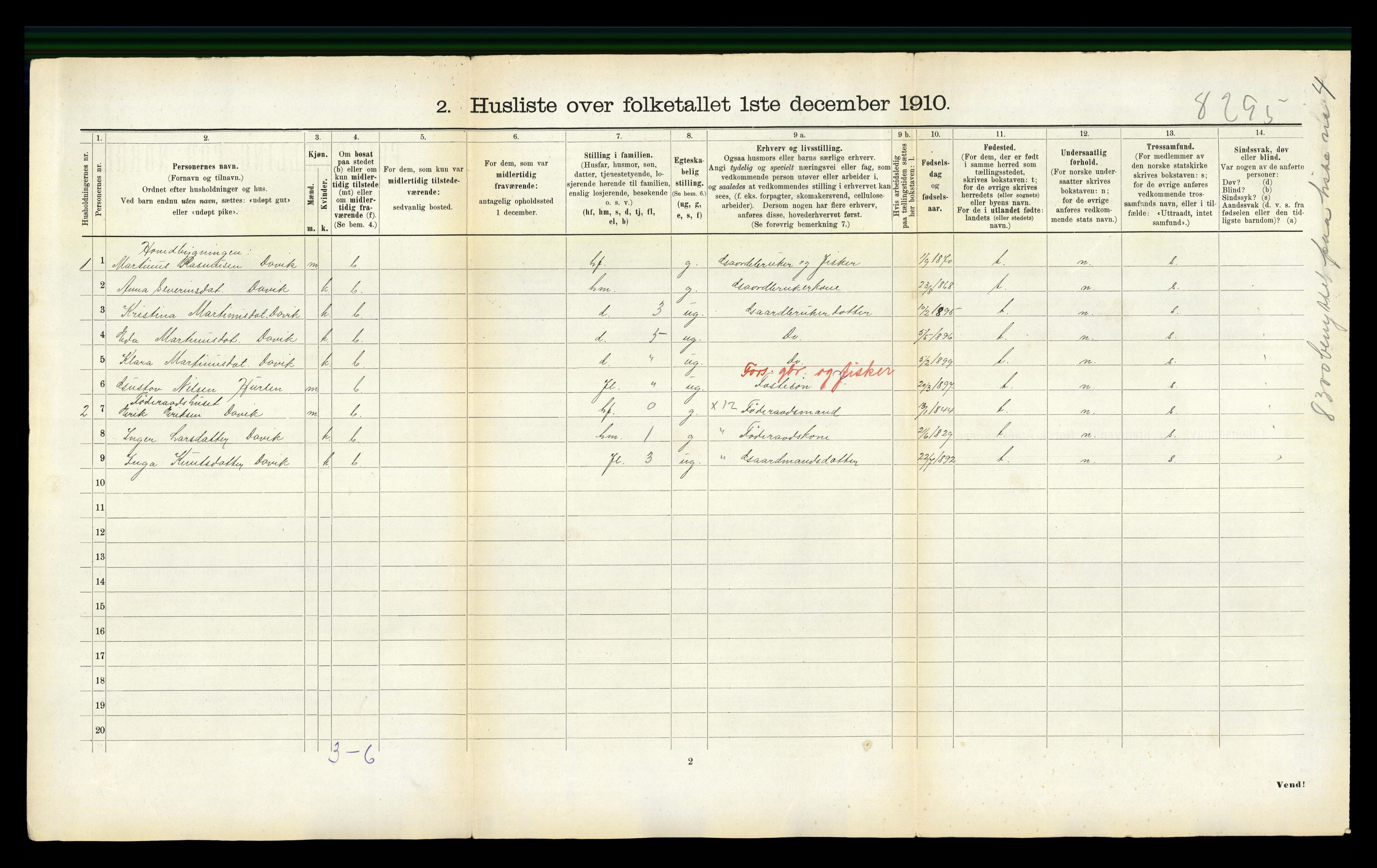 RA, 1910 census for Haram, 1910, p. 82