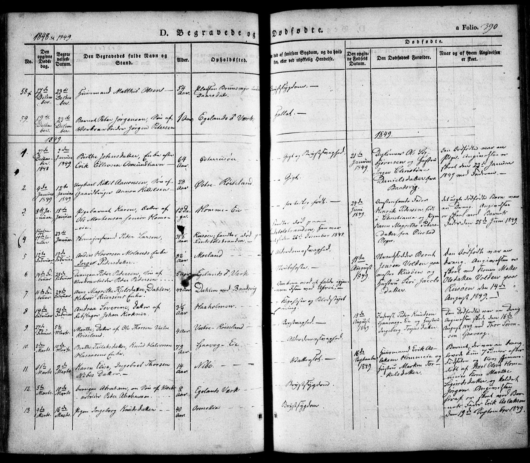 Søndeled sokneprestkontor, SAK/1111-0038/F/Fa/L0002: Parish register (official) no. A 2, 1839-1860, p. 390