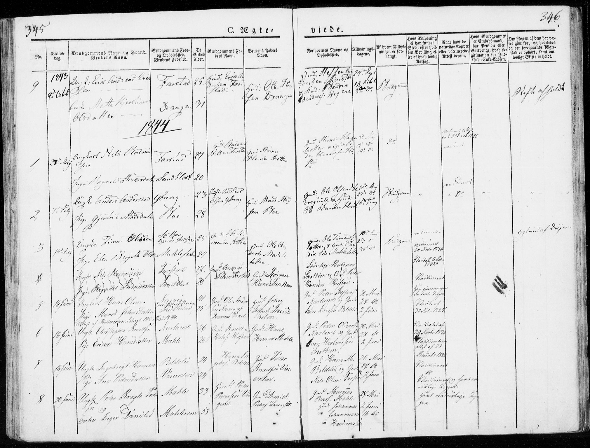 Ministerialprotokoller, klokkerbøker og fødselsregistre - Møre og Romsdal, AV/SAT-A-1454/566/L0766: Parish register (official) no. 566A05, 1842-1851, p. 345-346