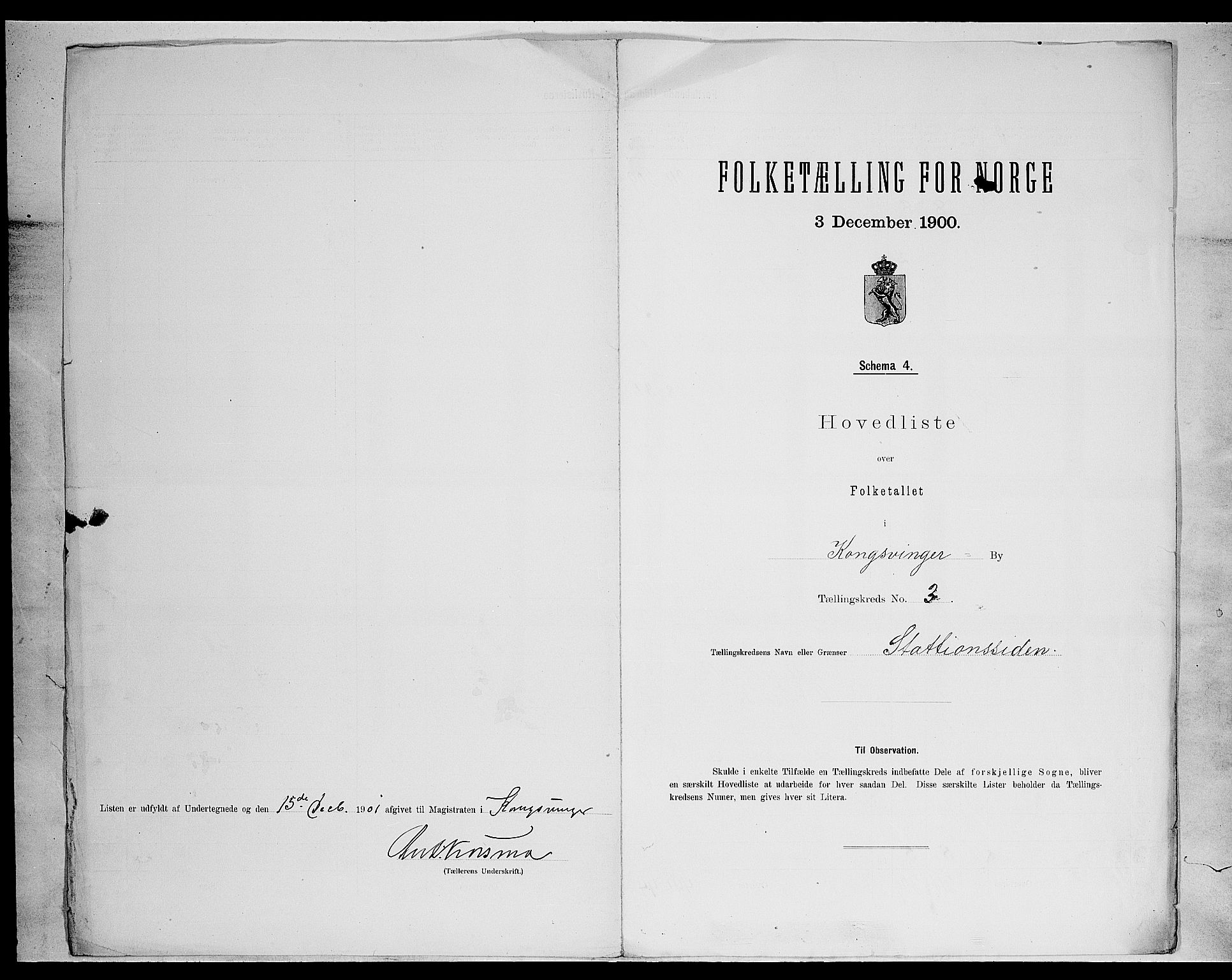 SAH, 1900 census for Kongsvinger, 1900, p. 13