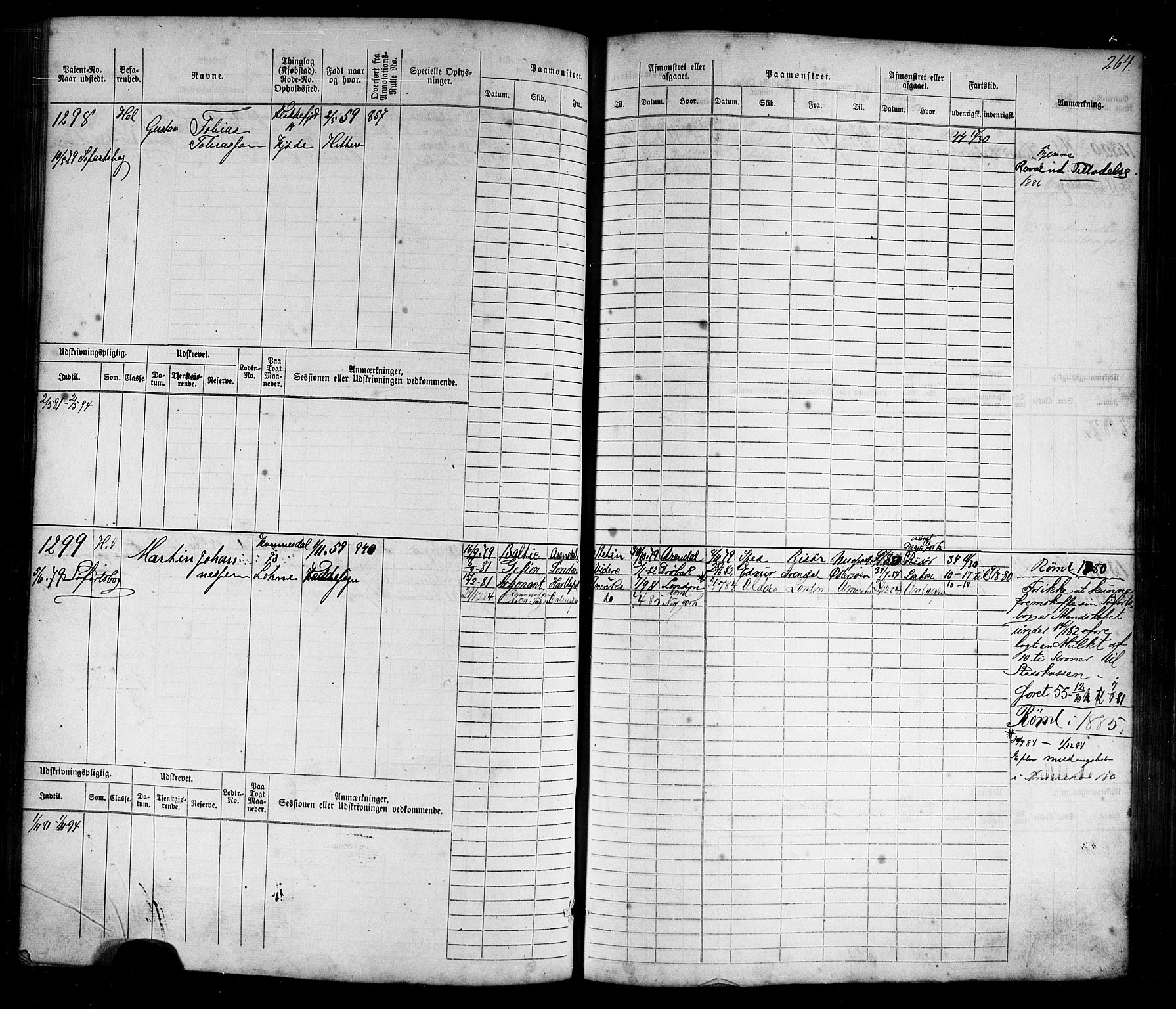 Flekkefjord mønstringskrets, AV/SAK-2031-0018/F/Fb/L0009: Hovedrulle nr 771-1533, Æ-6, 1868-1900, p. 286