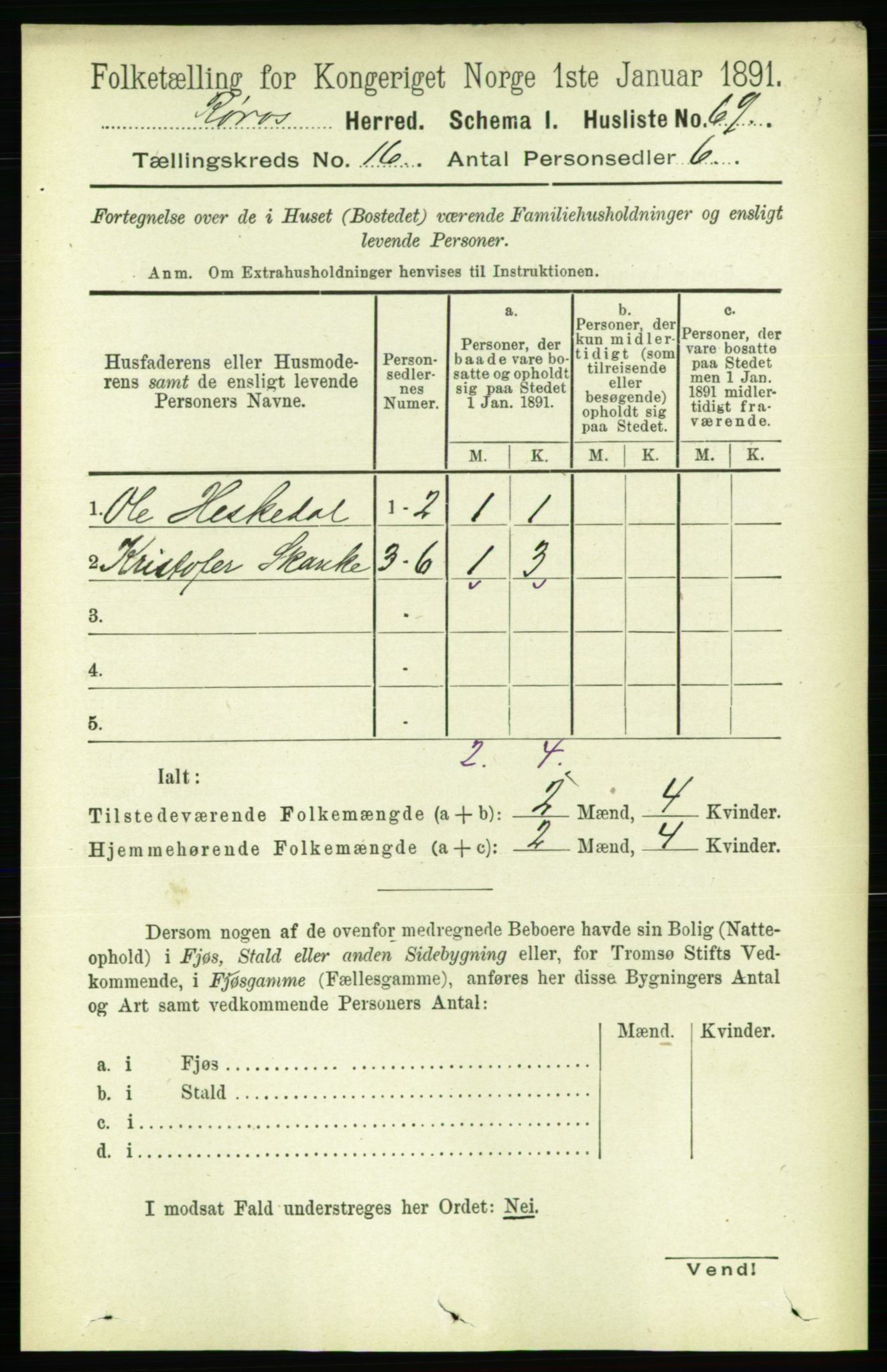 RA, 1891 census for 1640 Røros, 1891, p. 3749