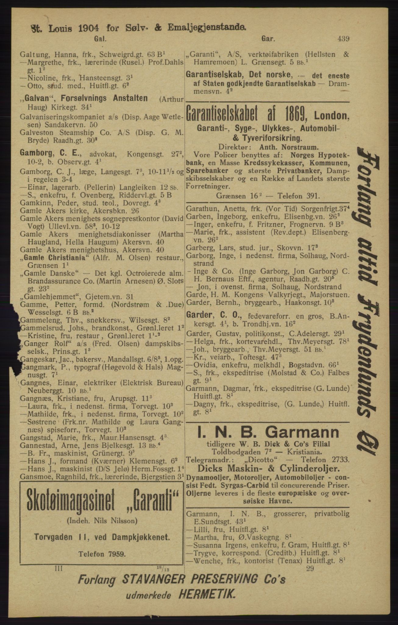Kristiania/Oslo adressebok, PUBL/-, 1913, p. 451