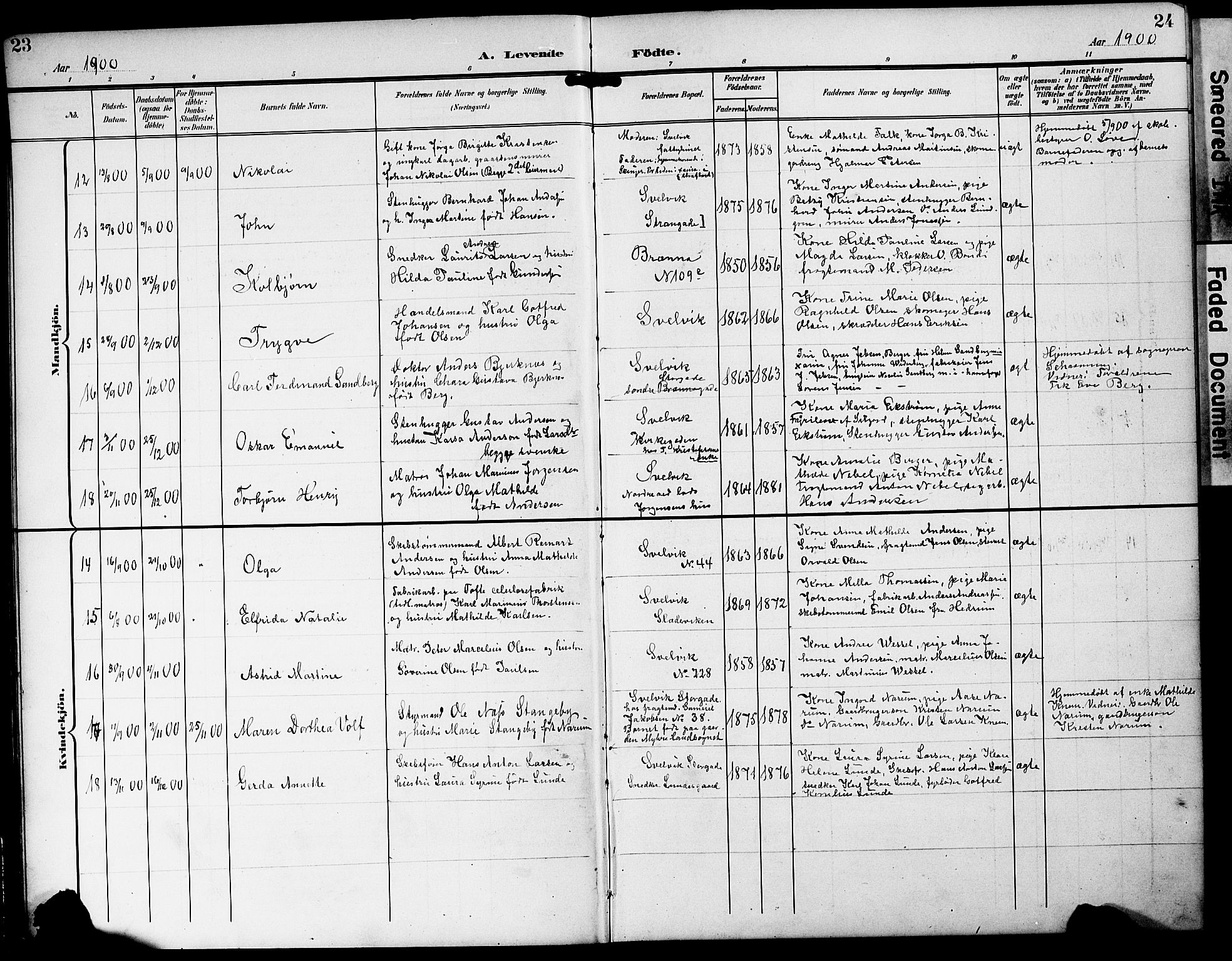 Strømm kirkebøker, AV/SAKO-A-322/G/Gb/L0002: Parish register (copy) no. II 2, 1897-1928, p. 23-24