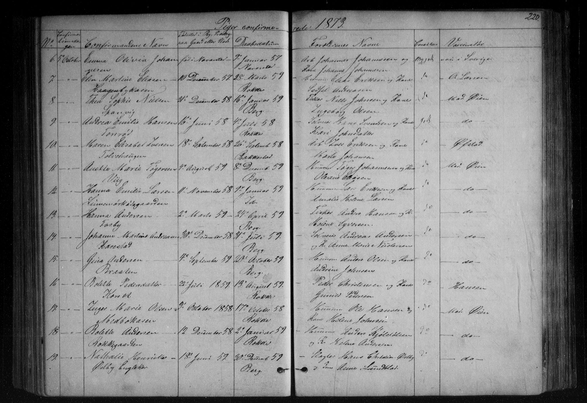 Berg prestekontor Kirkebøker, AV/SAO-A-10902/F/Fa/L0005: Parish register (official) no. I 5, 1861-1877, p. 220