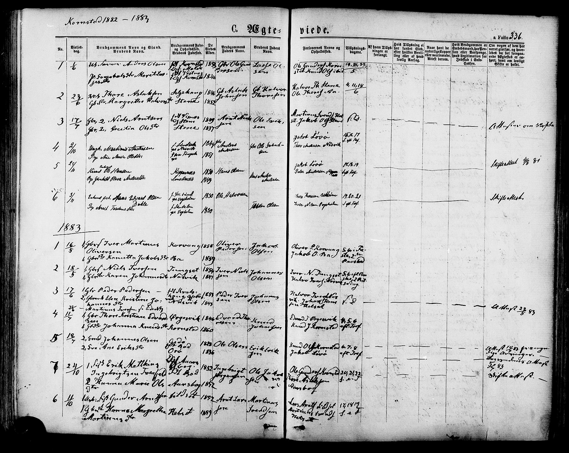 Ministerialprotokoller, klokkerbøker og fødselsregistre - Møre og Romsdal, SAT/A-1454/568/L0806: Parish register (official) no. 568A12 /2, 1878-1884, p. 336