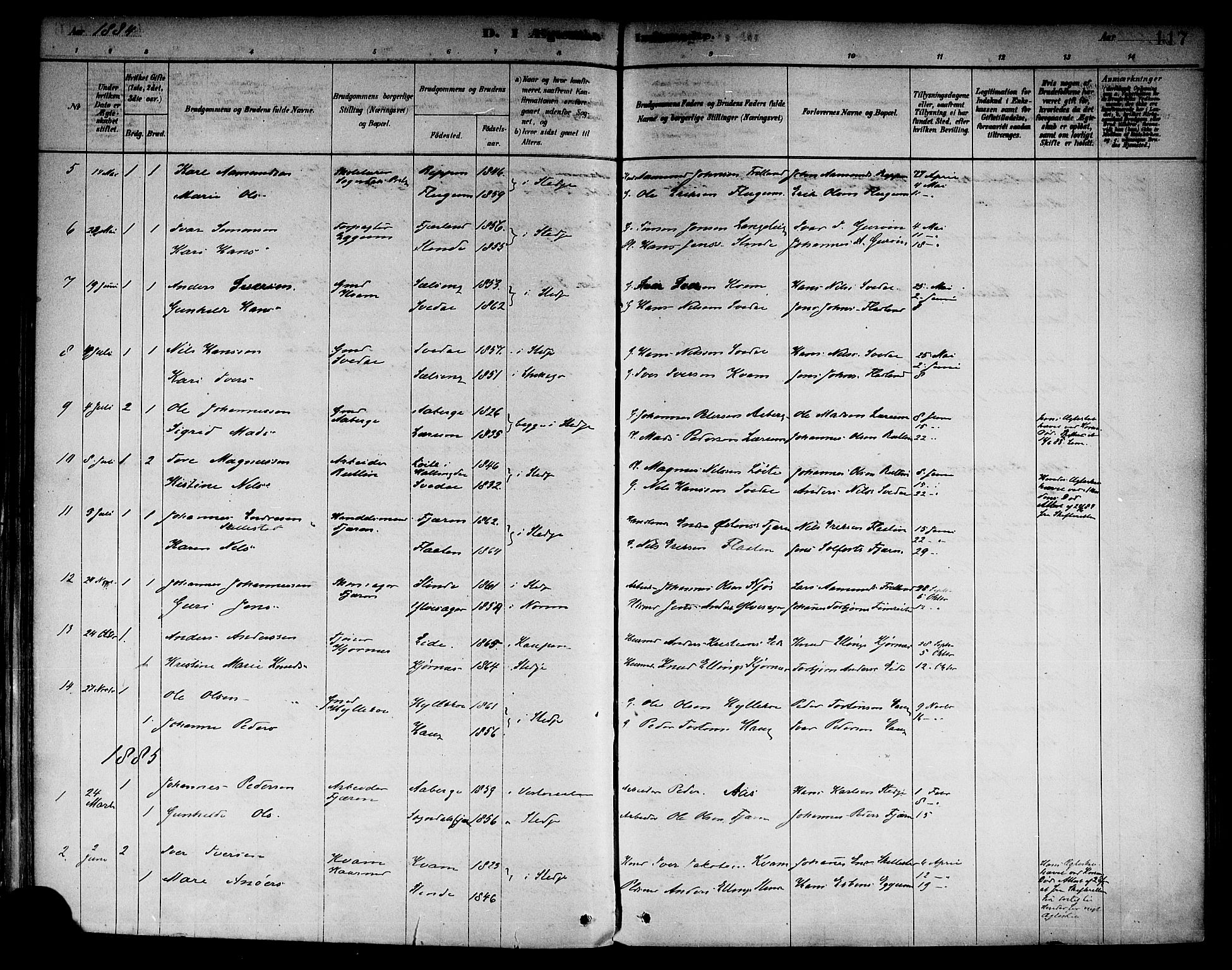 Sogndal sokneprestembete, SAB/A-81301/H/Haa/Haab/L0001: Parish register (official) no. B 1, 1878-1899, p. 117