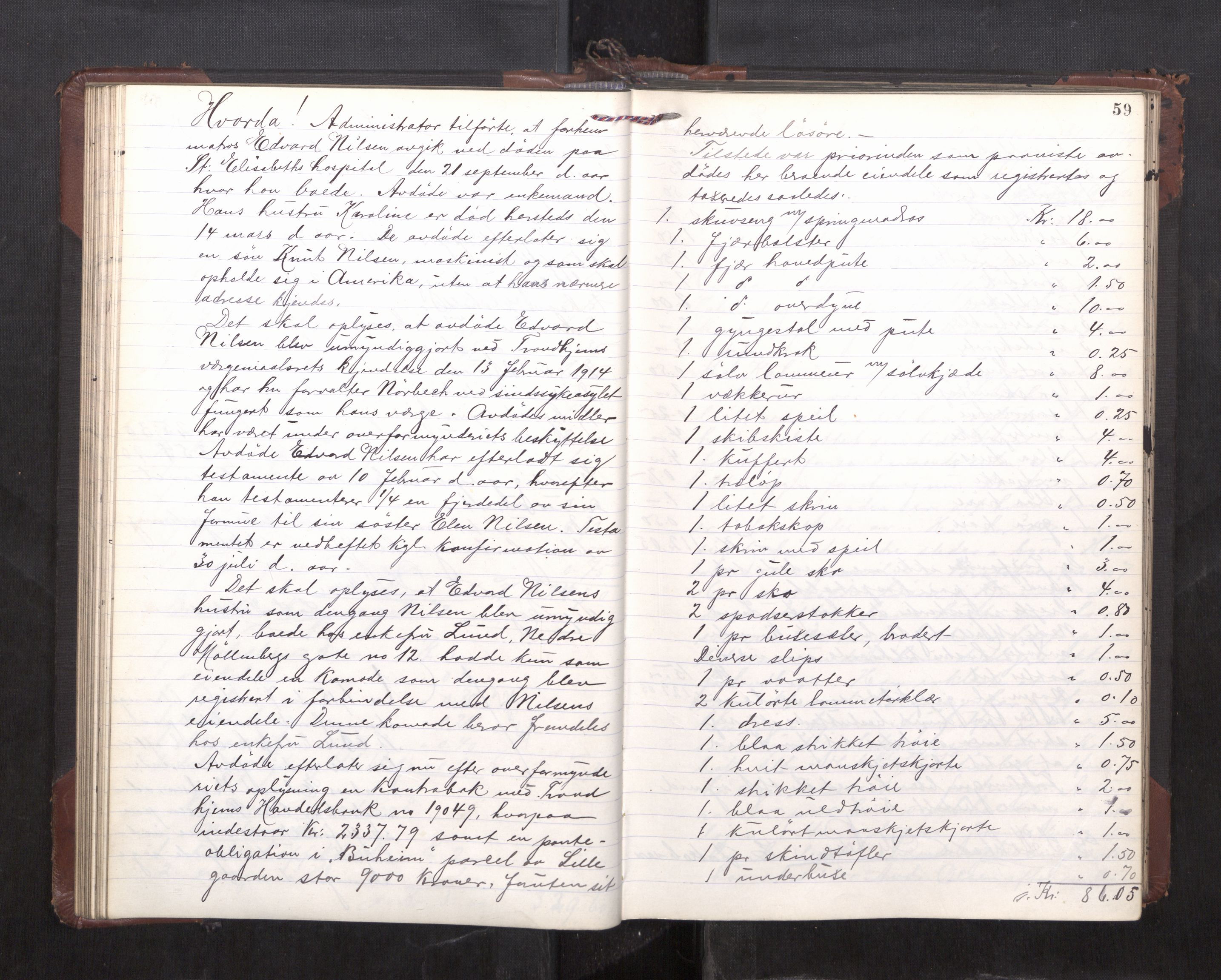 Trondheim byfogd, AV/SAT-A-0003/1/3/3C/L0036: Skifteregistreringsprotokoll - 14/4-24/9. (u/ register), 1915-1918, p. 59