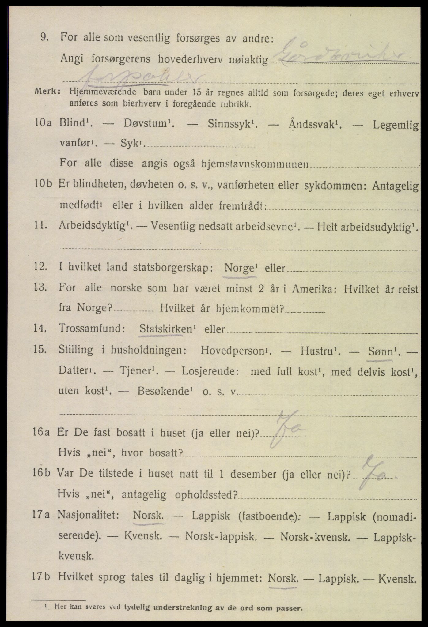 SAT, 1920 census for Vikna, 1920, p. 5010