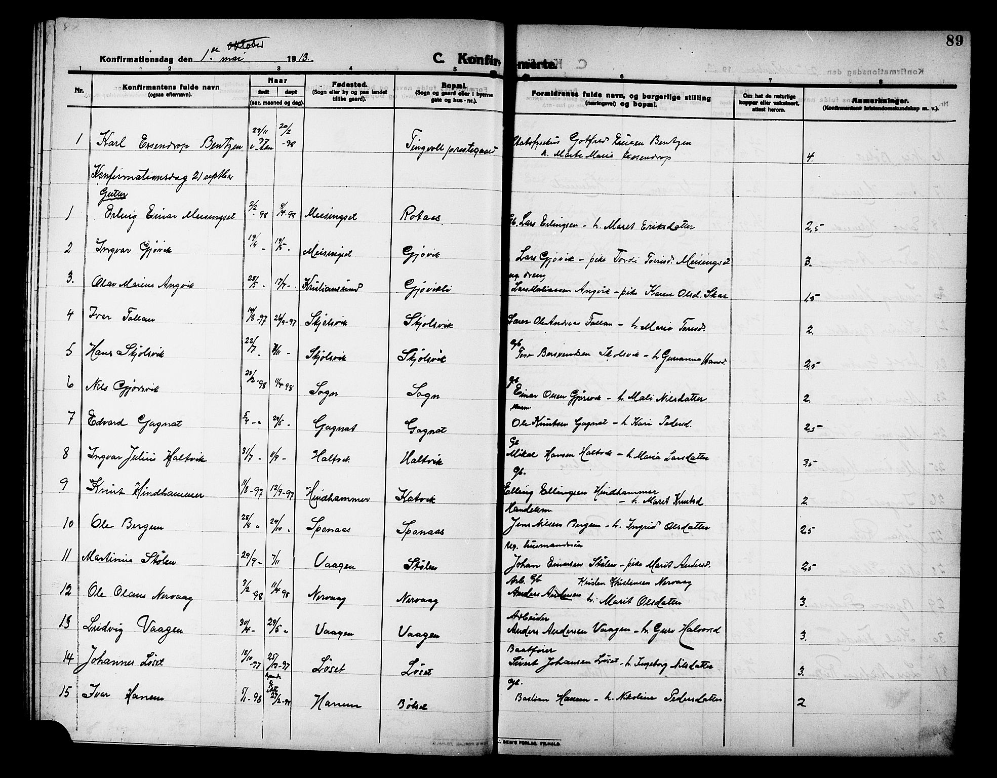 Ministerialprotokoller, klokkerbøker og fødselsregistre - Møre og Romsdal, AV/SAT-A-1454/586/L0993: Parish register (copy) no. 586C04, 1910-1918, p. 89