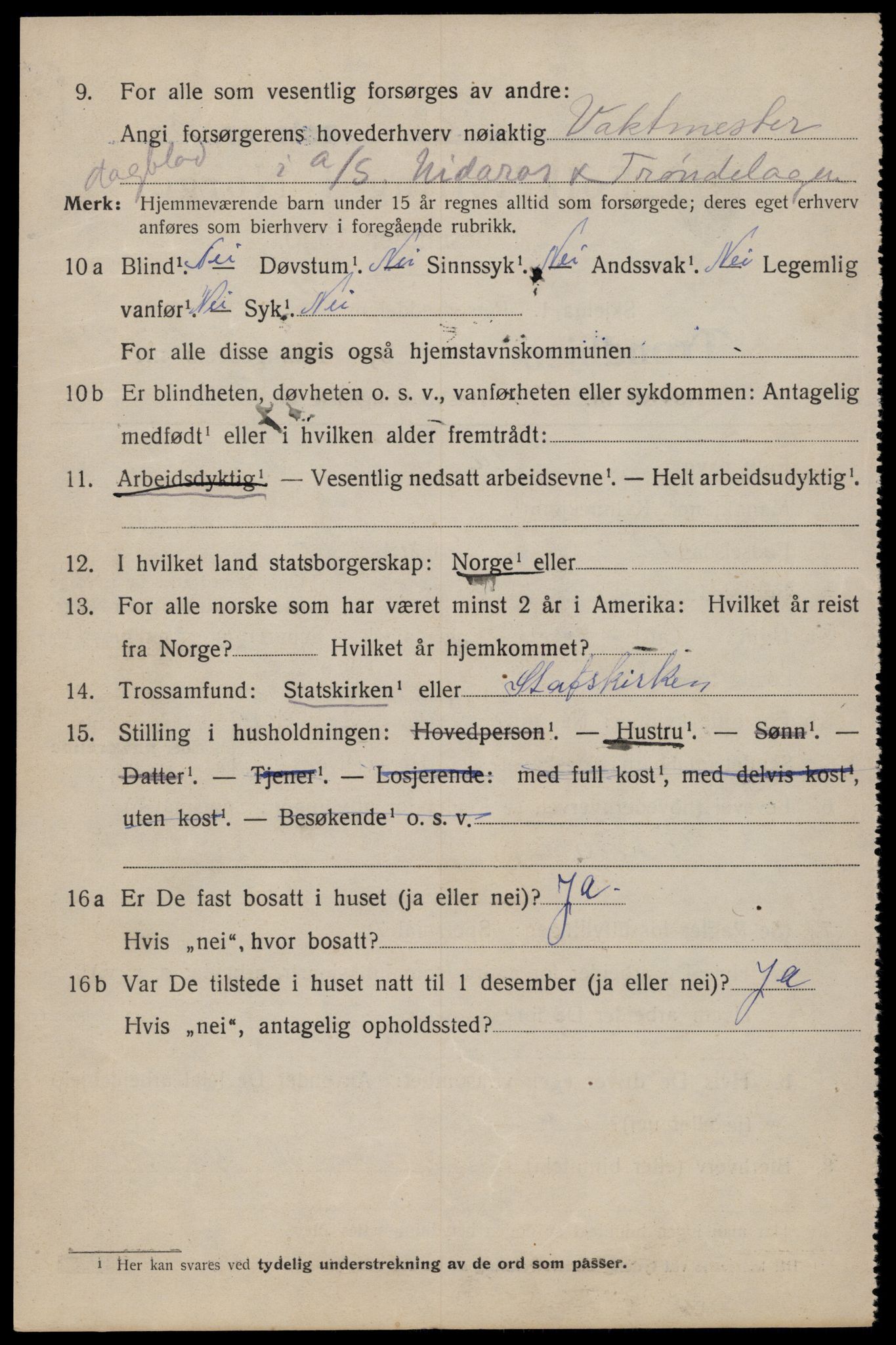 SAT, 1920 census for Trondheim, 1920, p. 70047