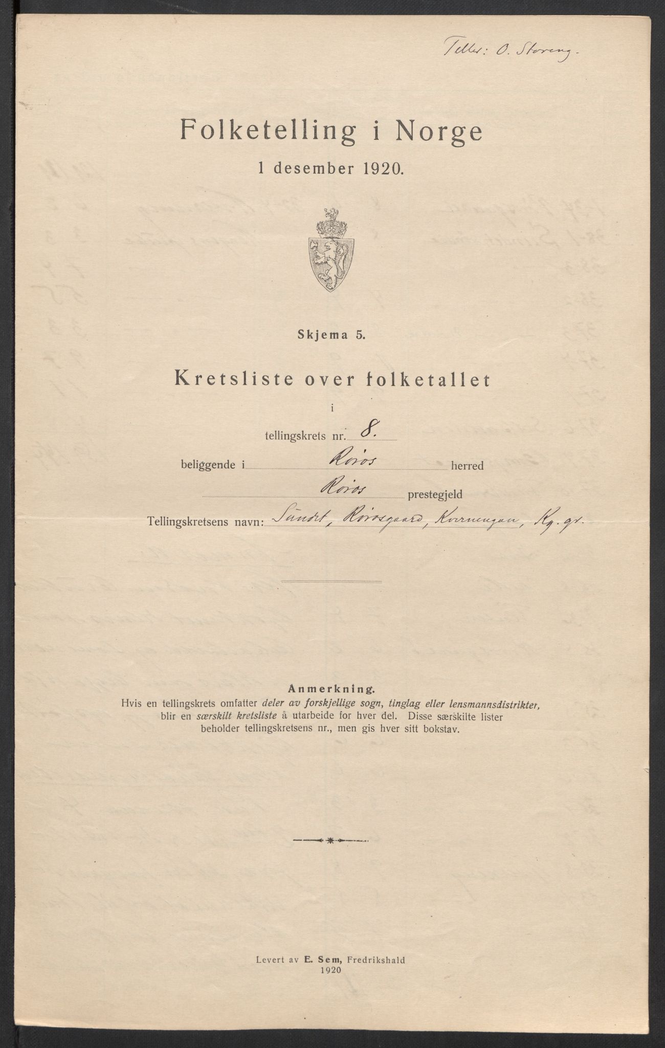 SAT, 1920 census for Røros, 1920, p. 27