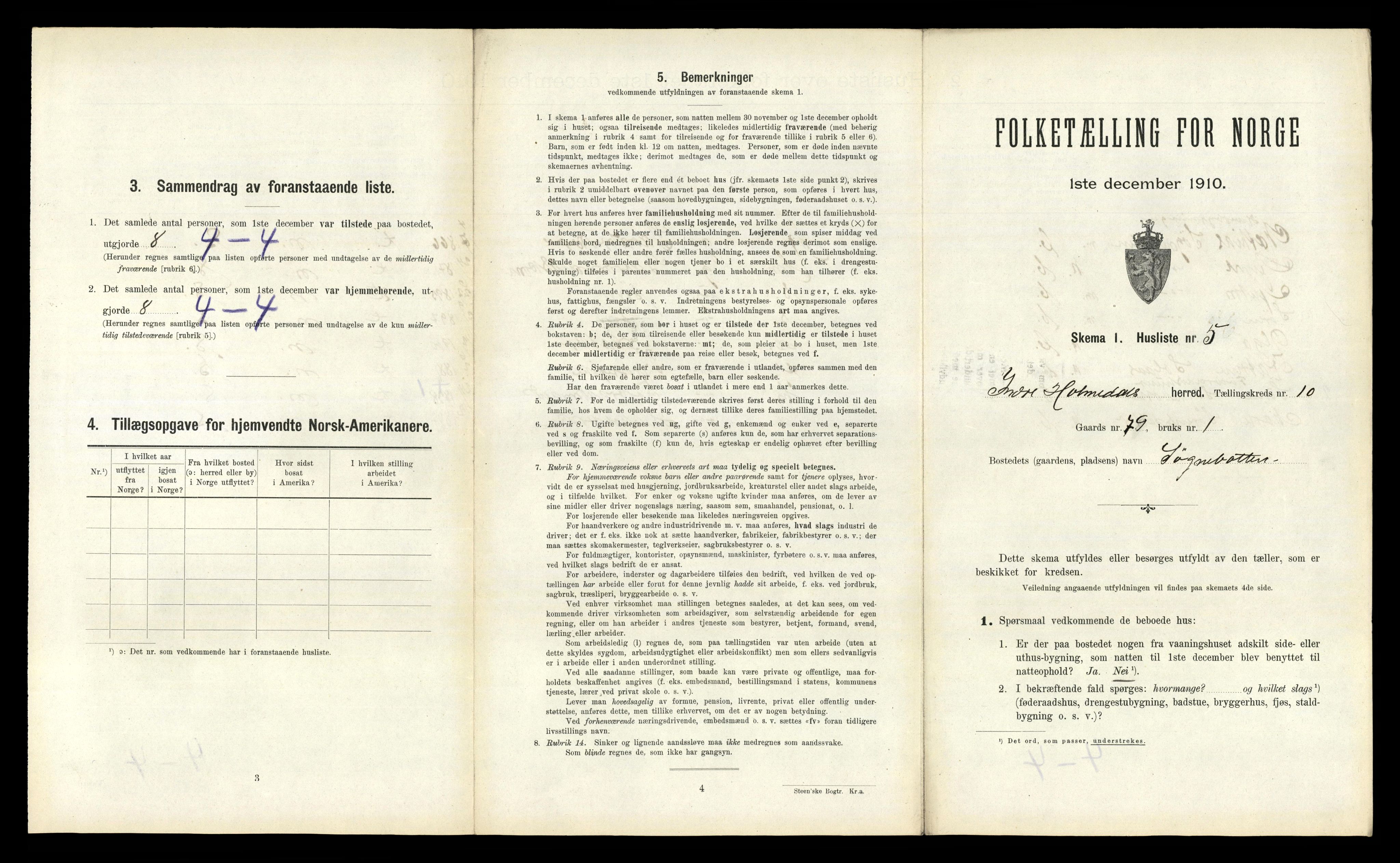 RA, 1910 census for Indre Holmedal, 1910, p. 750