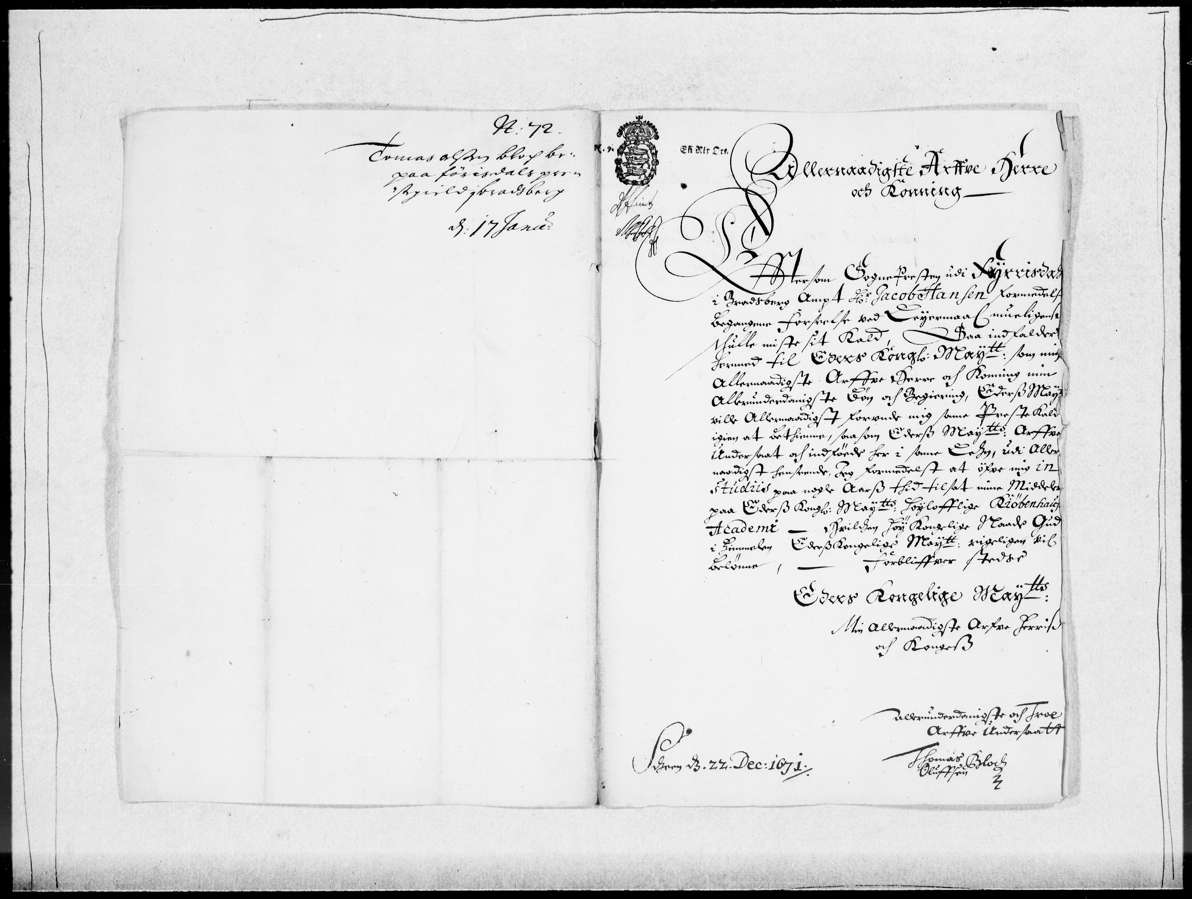 Danske Kanselli 1572-1799, AV/RA-EA-3023/F/Fc/Fcc/Fcca/L0031: Norske innlegg 1572-1799, 1671-1673, p. 119