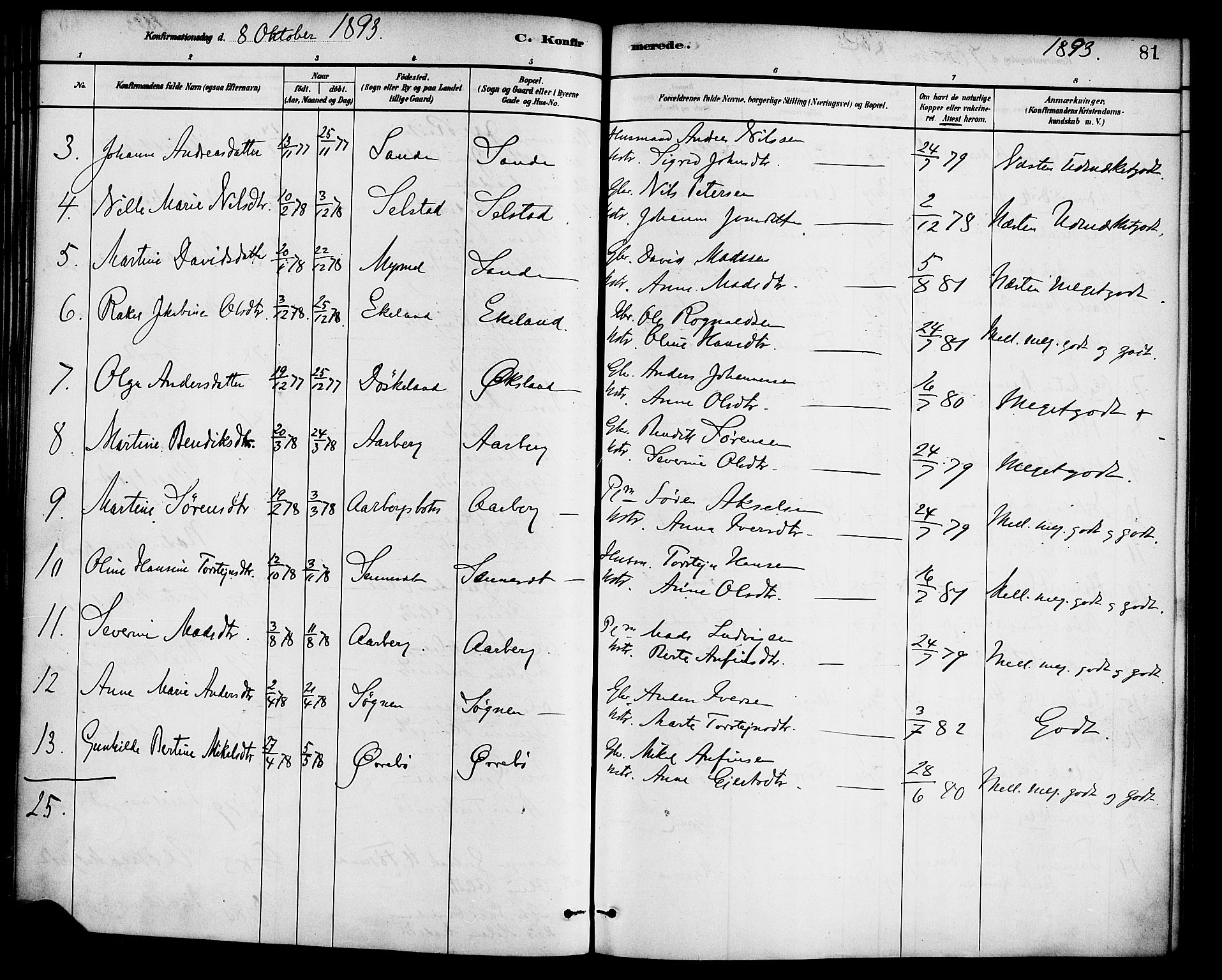 Gaular sokneprestembete, SAB/A-80001/H/Haa: Parish register (official) no. B 1, 1882-1897, p. 81