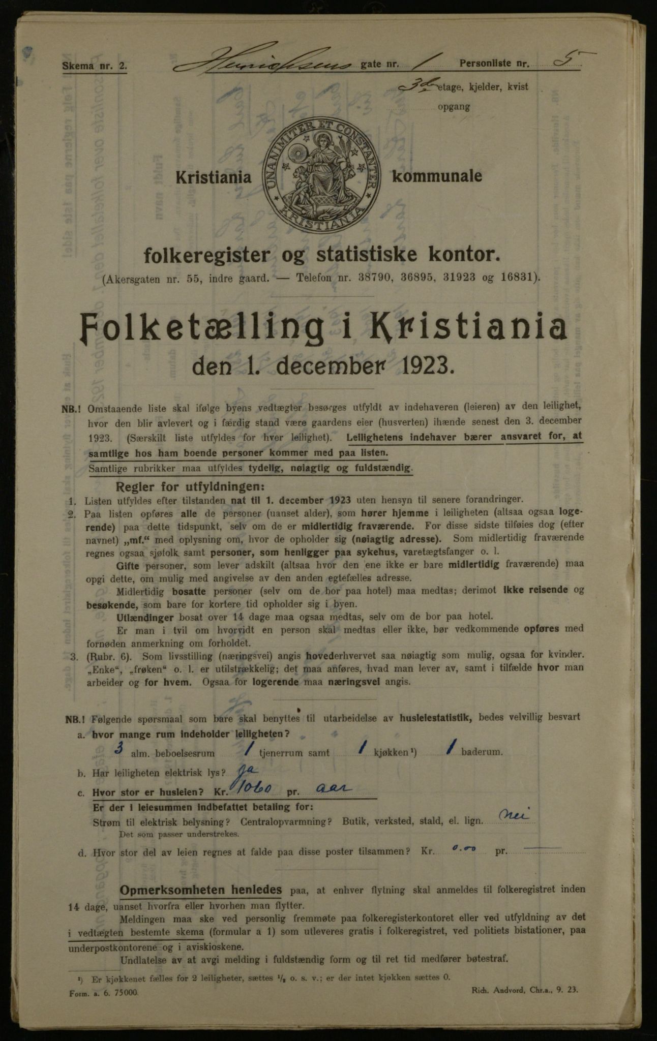 OBA, Municipal Census 1923 for Kristiania, 1923, p. 43232