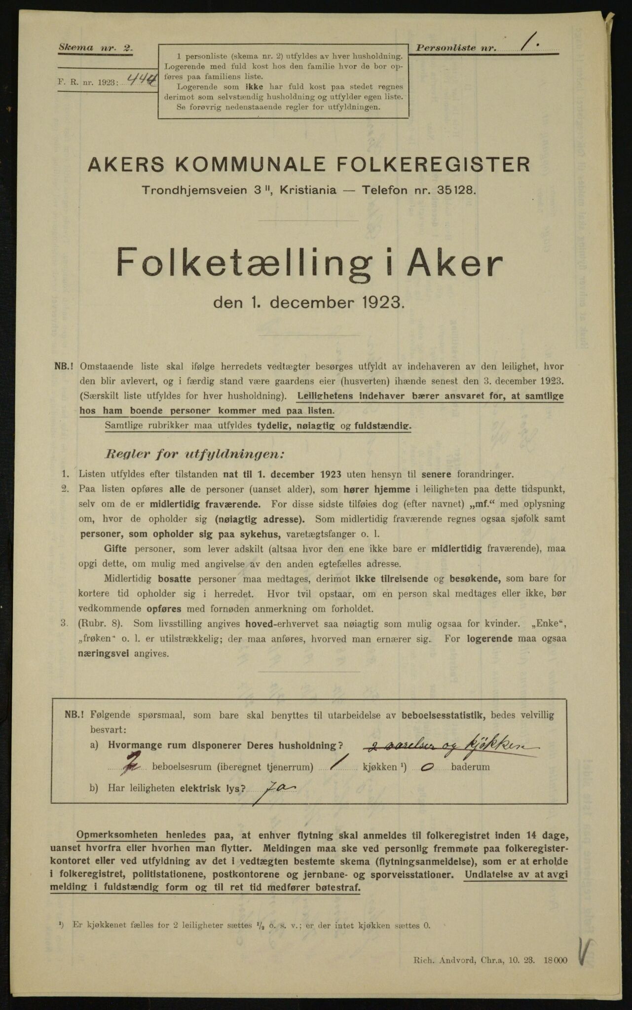 , Municipal Census 1923 for Aker, 1923, p. 25323