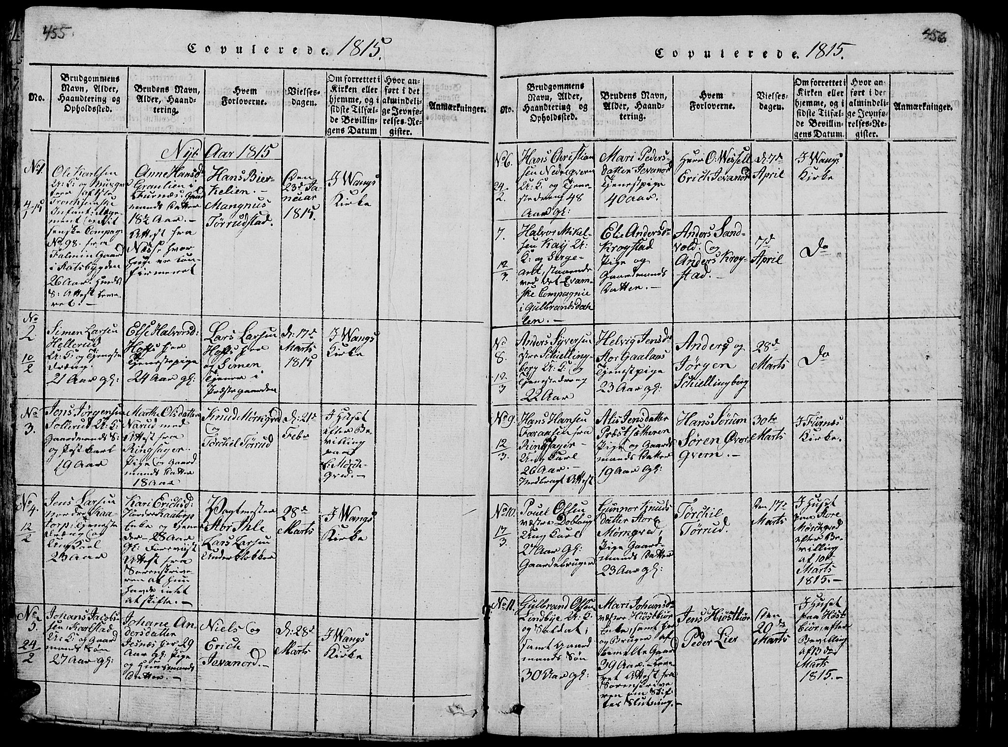 Vang prestekontor, Hedmark, SAH/PREST-008/H/Ha/Hab/L0005: Parish register (copy) no. 5, 1815-1836, p. 455-456
