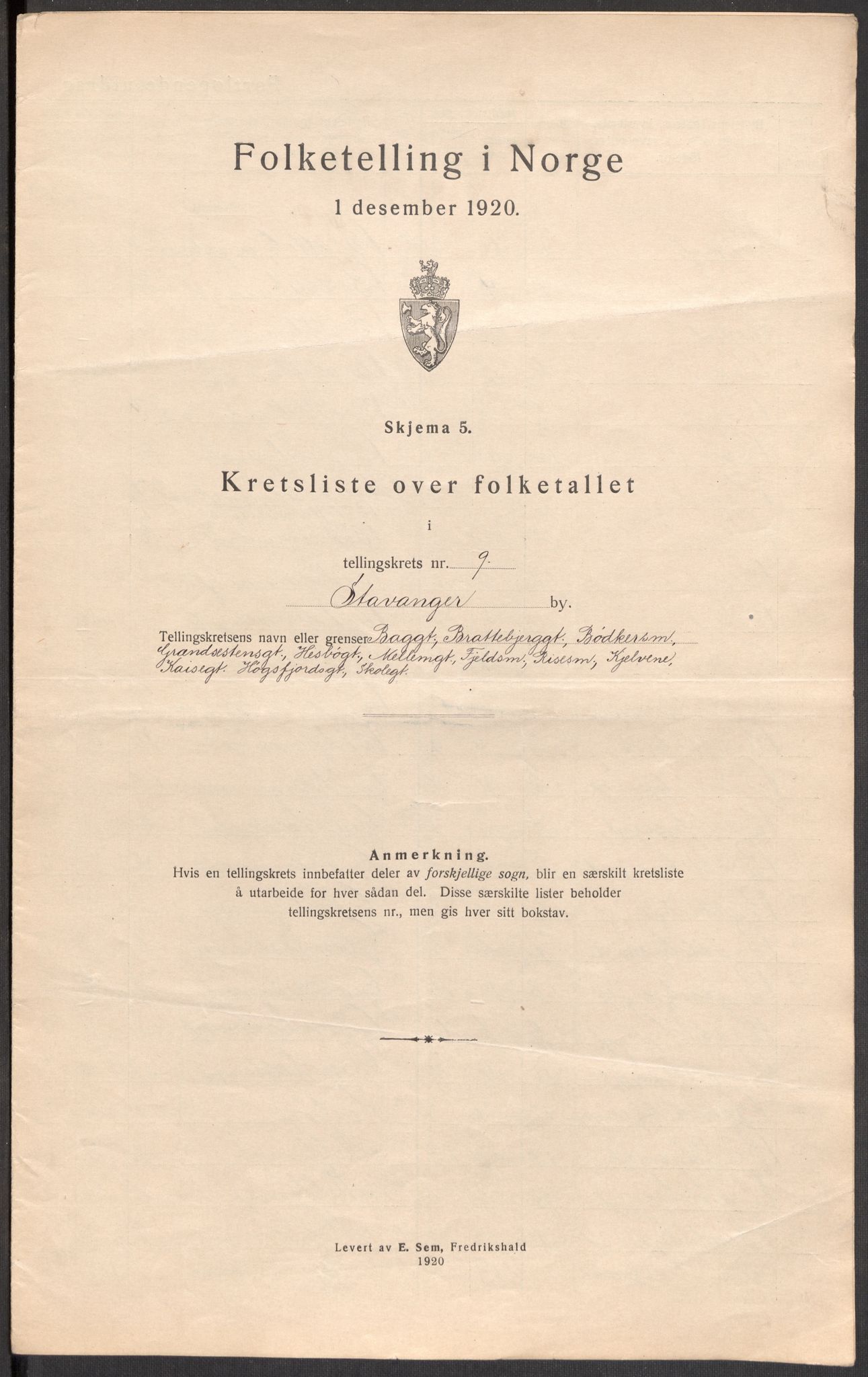 SAST, 1920 census for Stavanger, 1920, p. 31