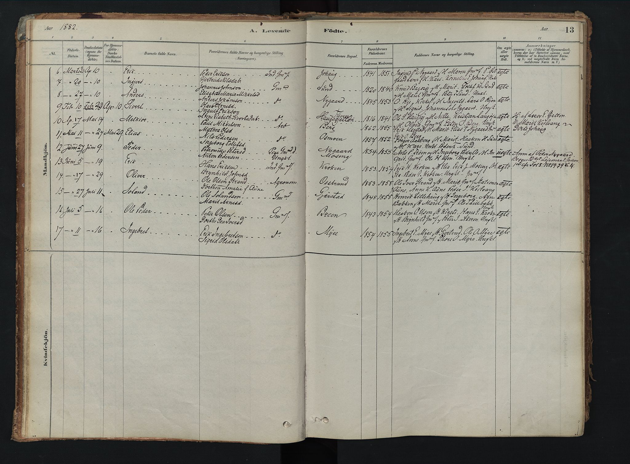 Tolga prestekontor, AV/SAH-PREST-062/K/L0008: Parish register (official) no. 8, 1877-1910, p. 13