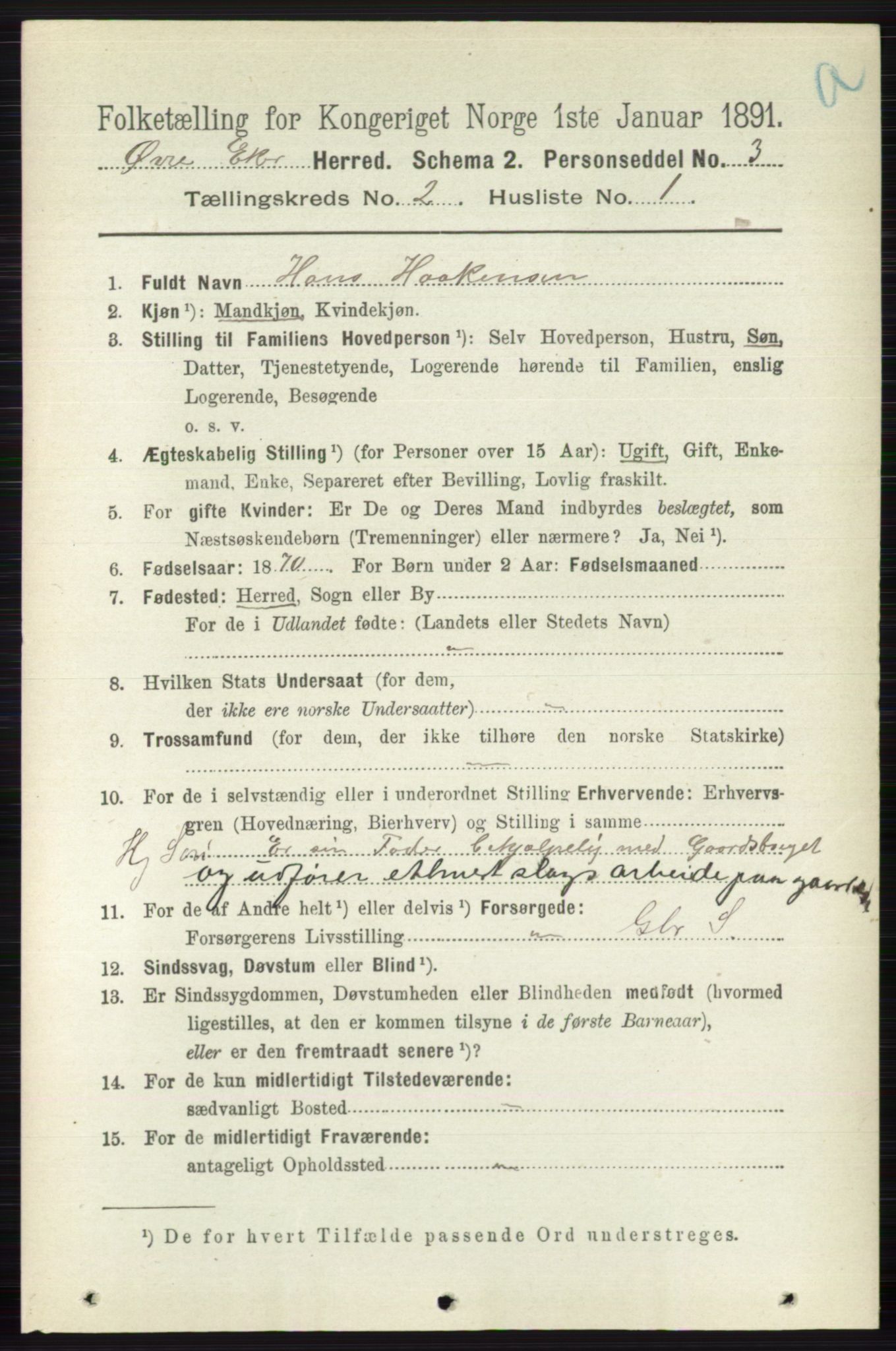 RA, 1891 census for 0624 Øvre Eiker, 1891, p. 540
