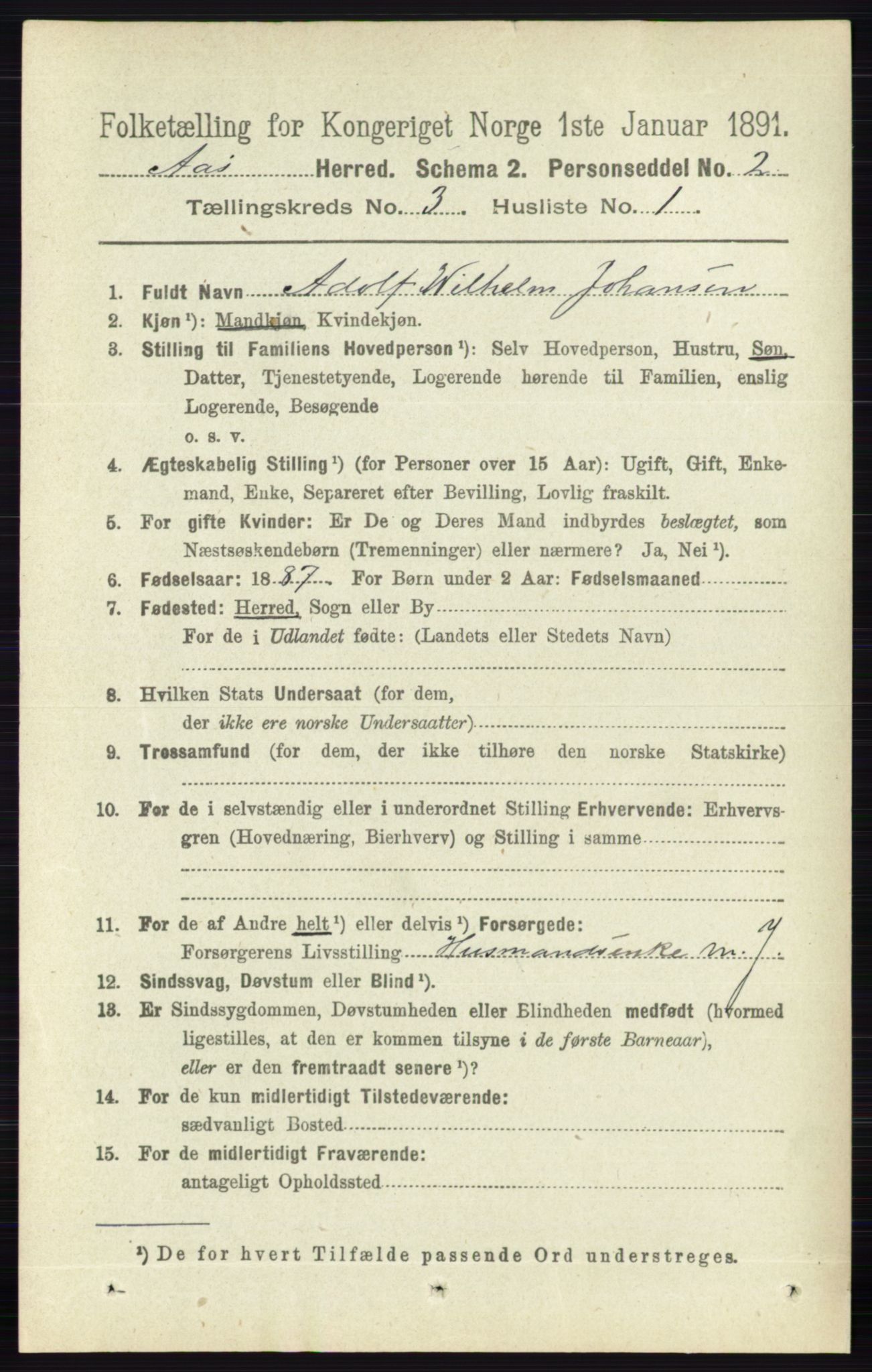 RA, 1891 census for 0214 Ås, 1891, p. 2129