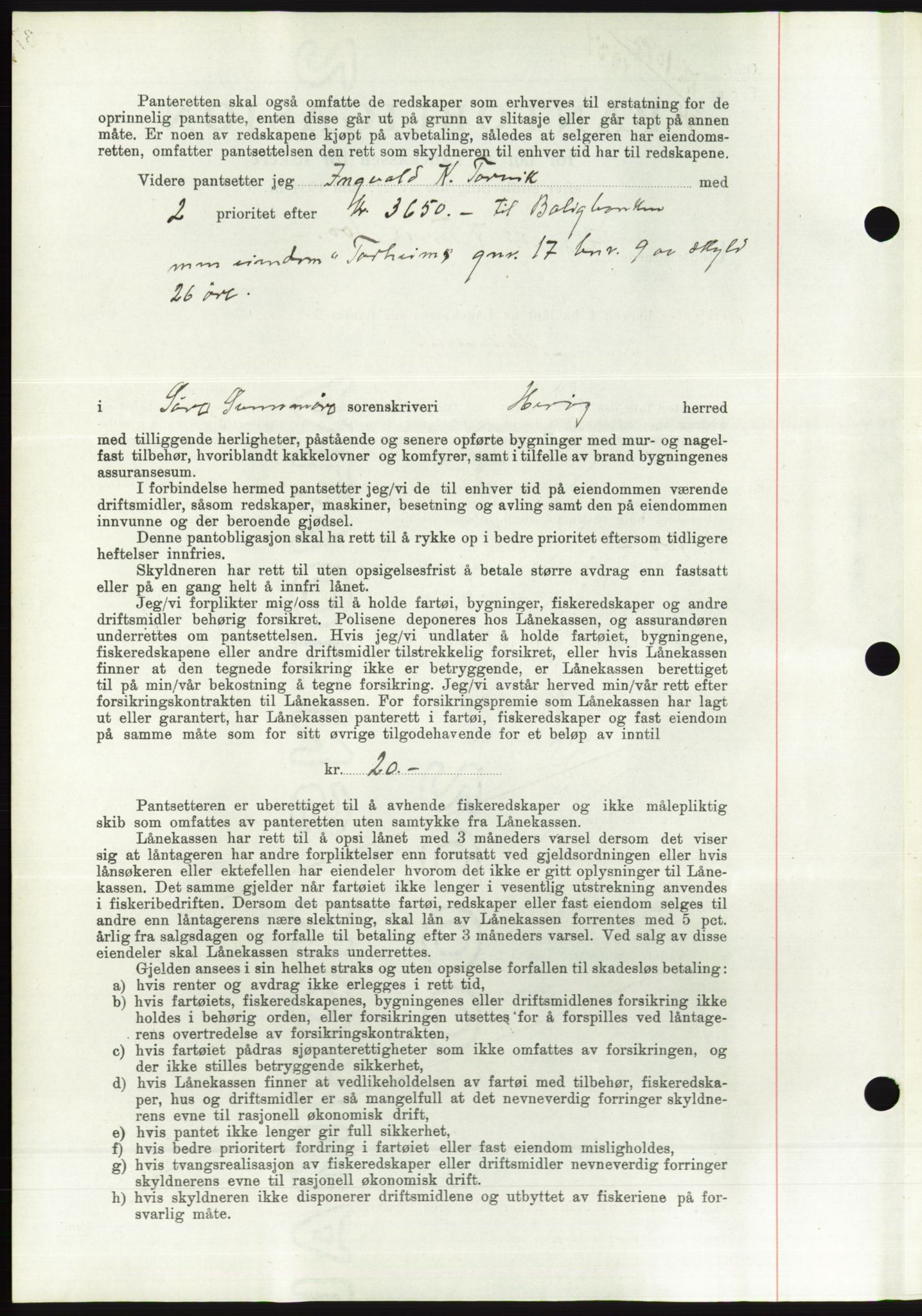 Søre Sunnmøre sorenskriveri, AV/SAT-A-4122/1/2/2C/L0063: Mortgage book no. 57, 1937-1937, Diary no: : 1032/1937