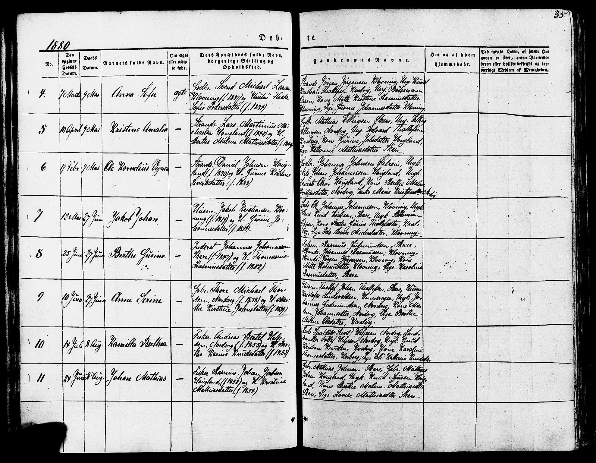 Torvastad sokneprestkontor, AV/SAST-A -101857/H/Ha/Haa/L0007: Parish register (official) no. A 7, 1838-1882, p. 35