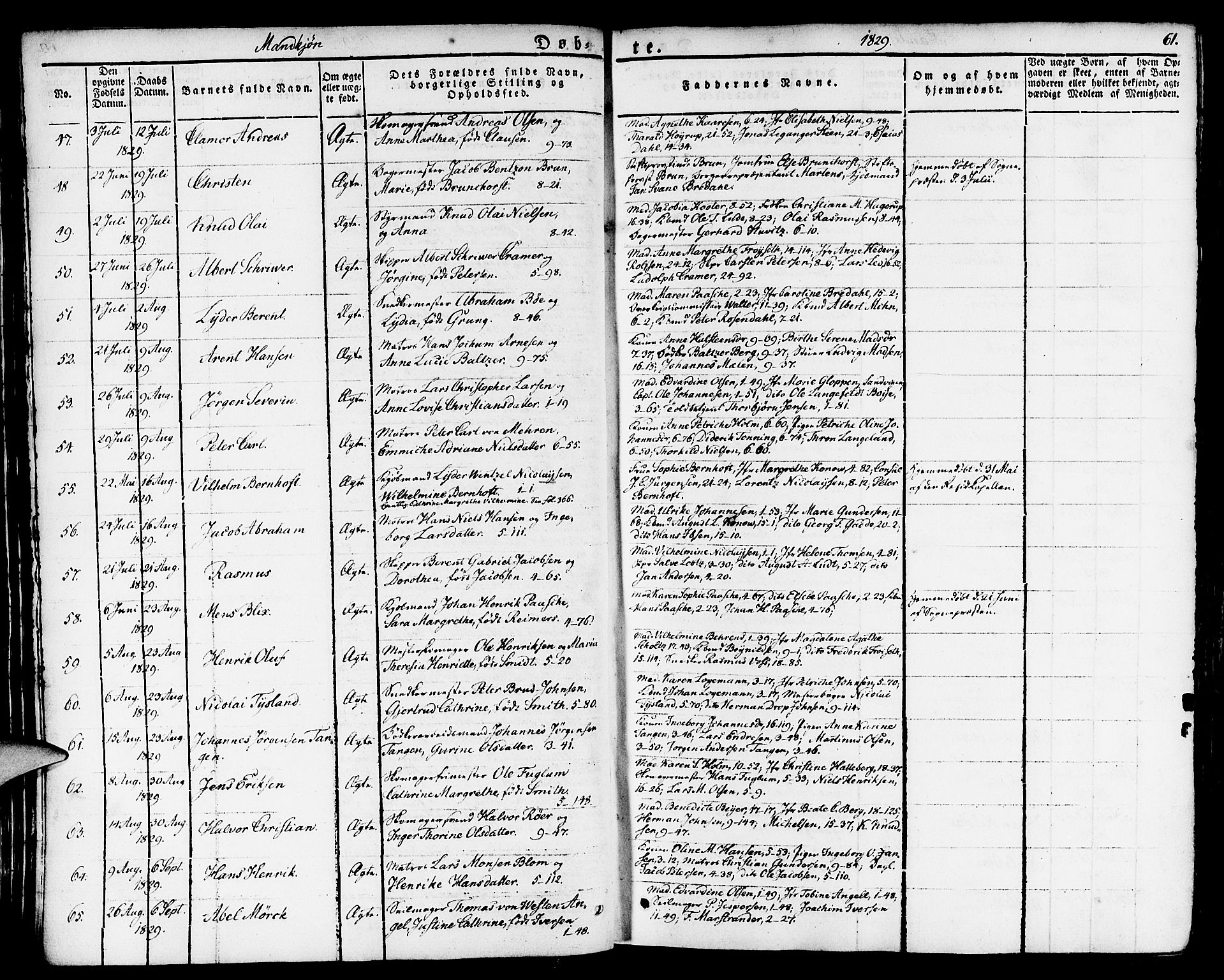 Nykirken Sokneprestembete, AV/SAB-A-77101/H/Haa/L0012: Parish register (official) no. A 12, 1821-1844, p. 61