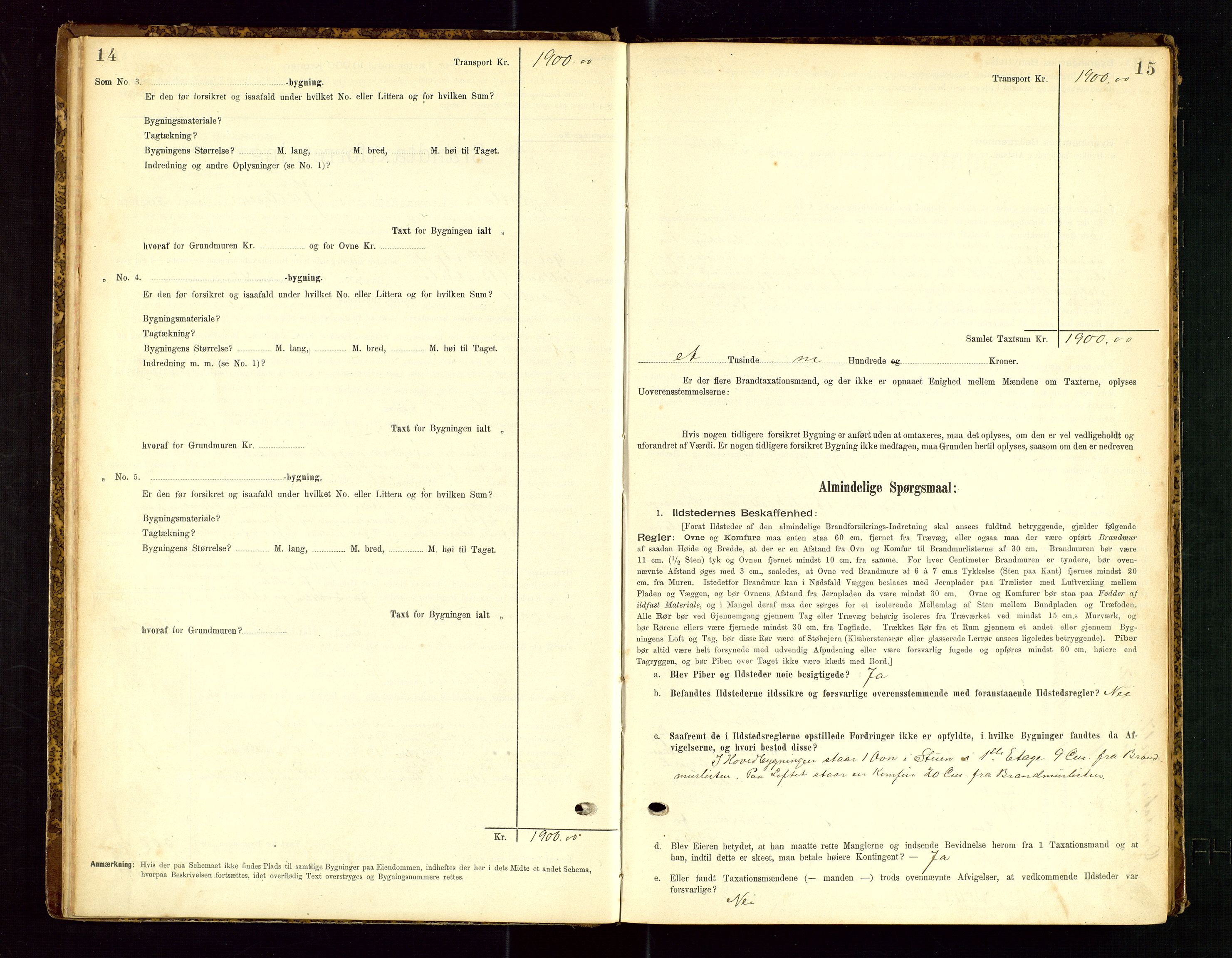 Gjesdal lensmannskontor, SAST/A-100441/Go/L0007: Branntakstskjemaprotokoll, 1894-1937, p. 14-15