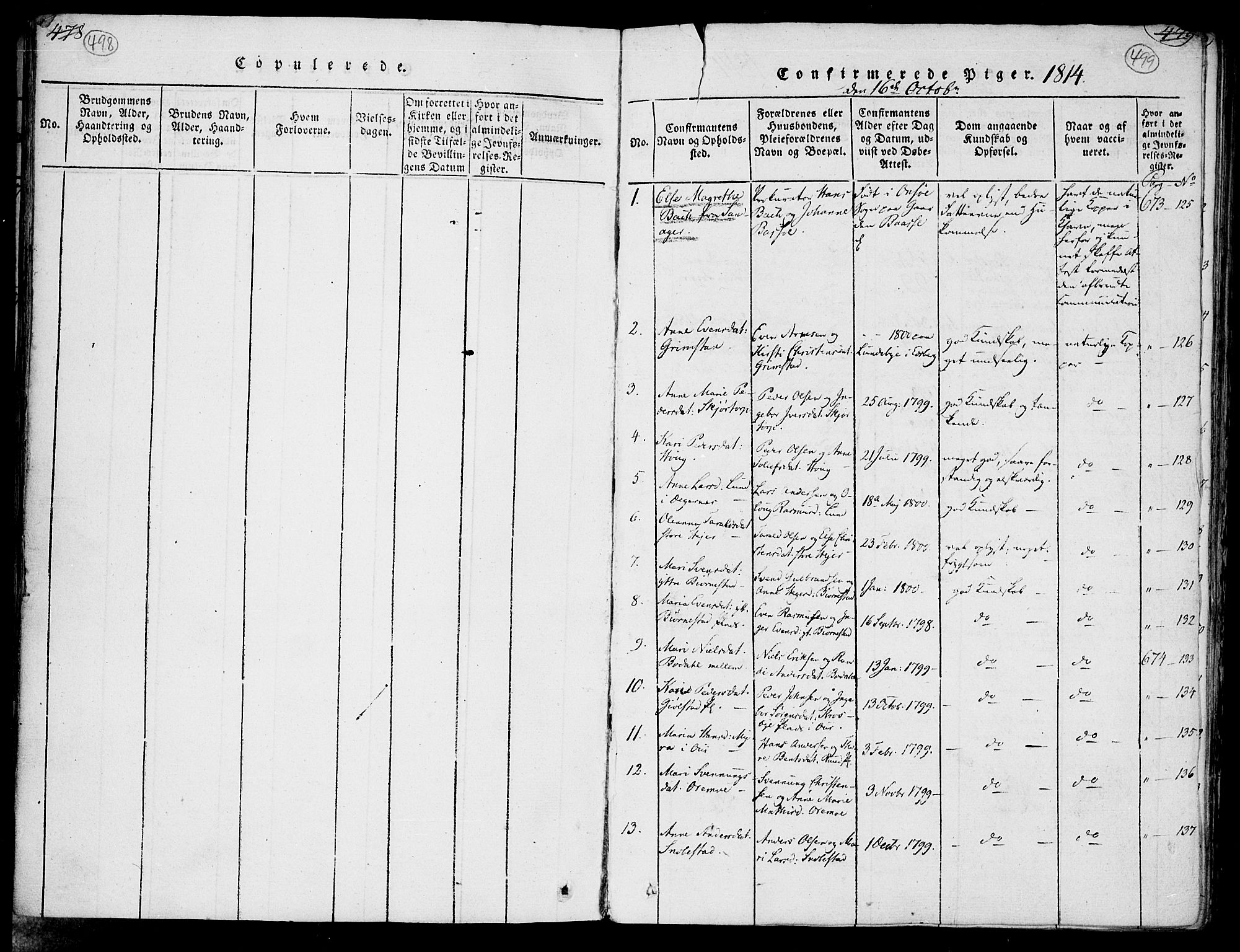 Rakkestad prestekontor Kirkebøker, SAO/A-2008/F/Fa/L0006: Parish register (official) no. I 6, 1814-1824, p. 498-499